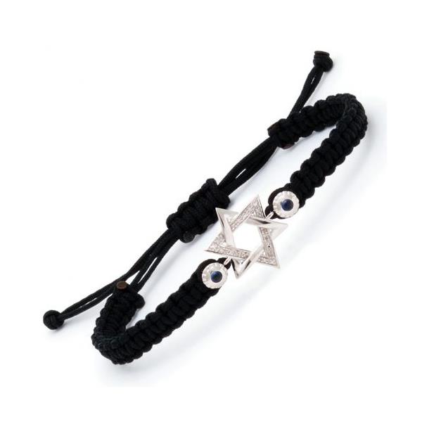 London Collection Sterling Silver Macrame Diamond Star of David Bracelet