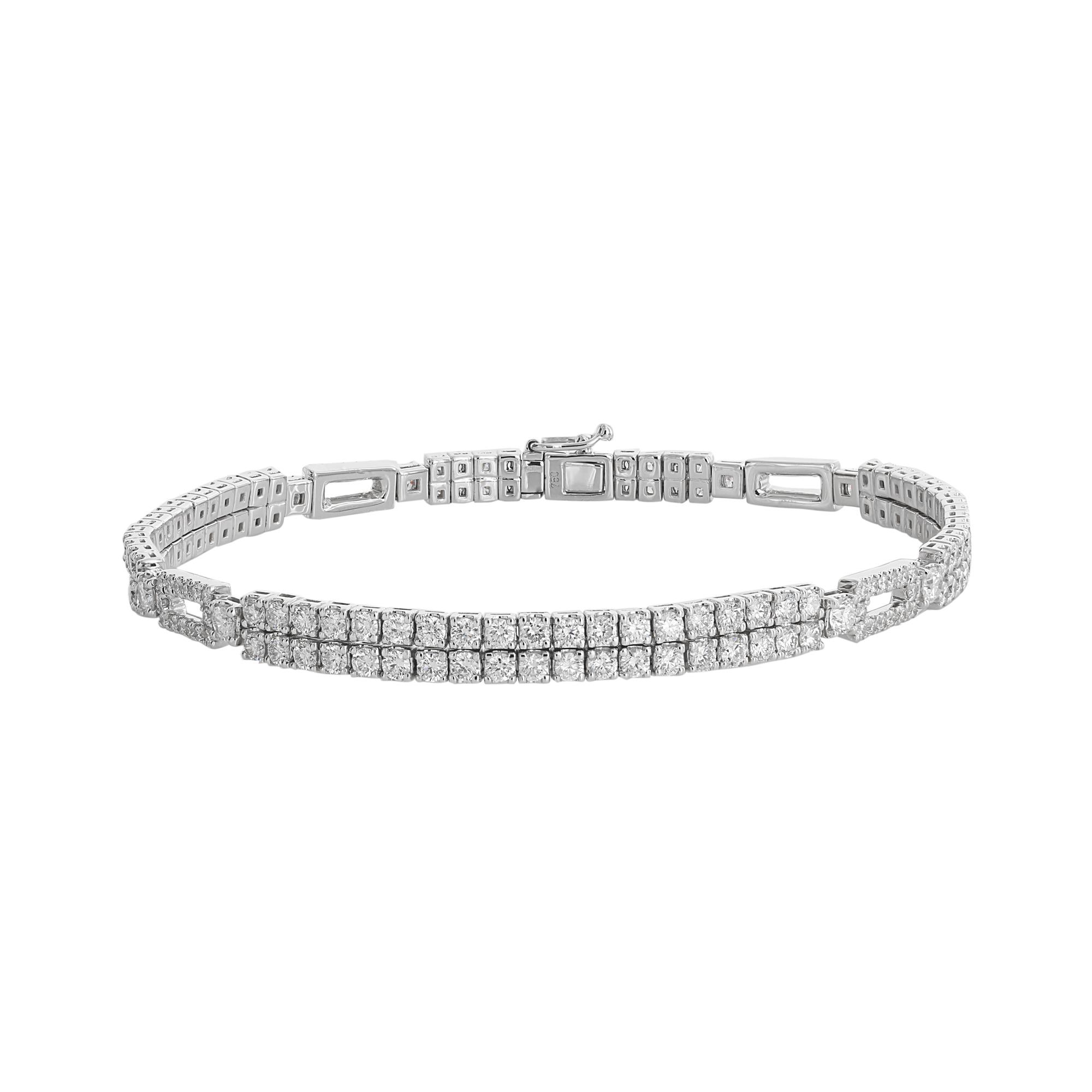London Collection 18k White Gold 2 Row Diamond Station Bracelet