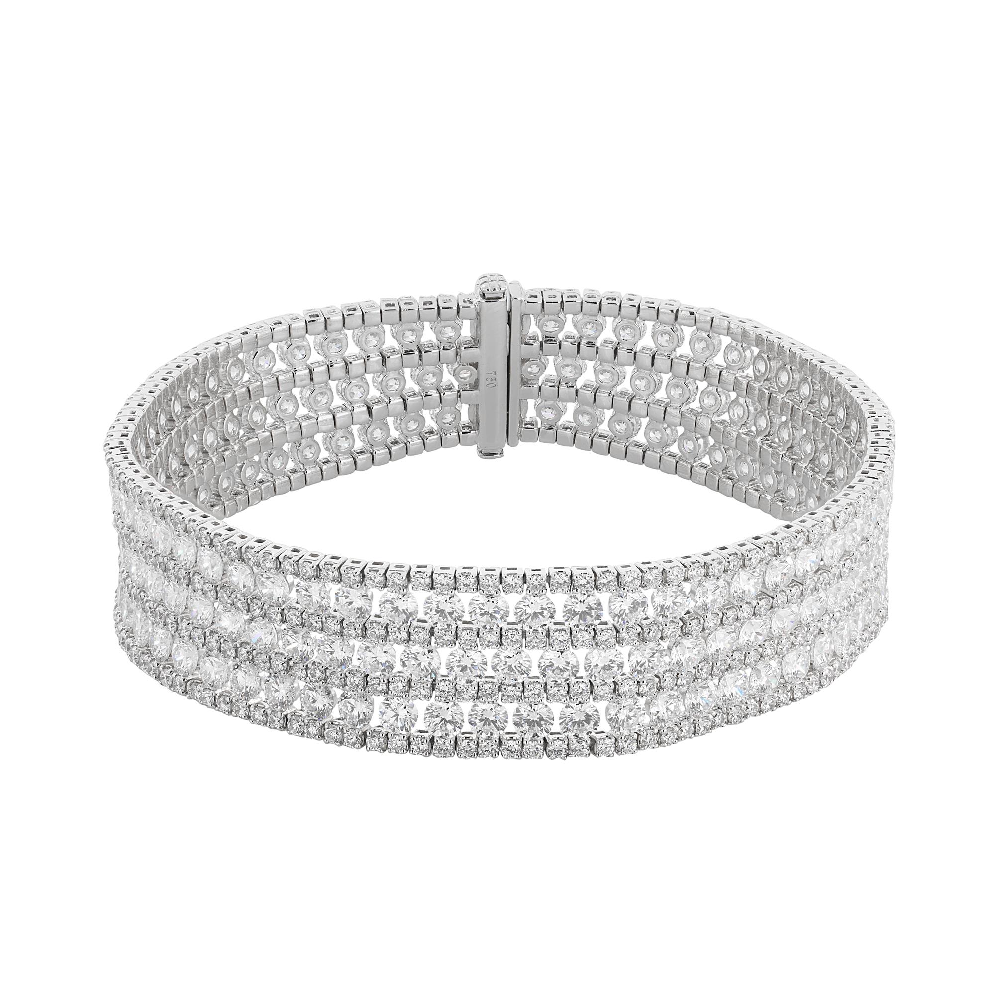 London Collection 18k White Gold 7 Row Diamond Bracelet