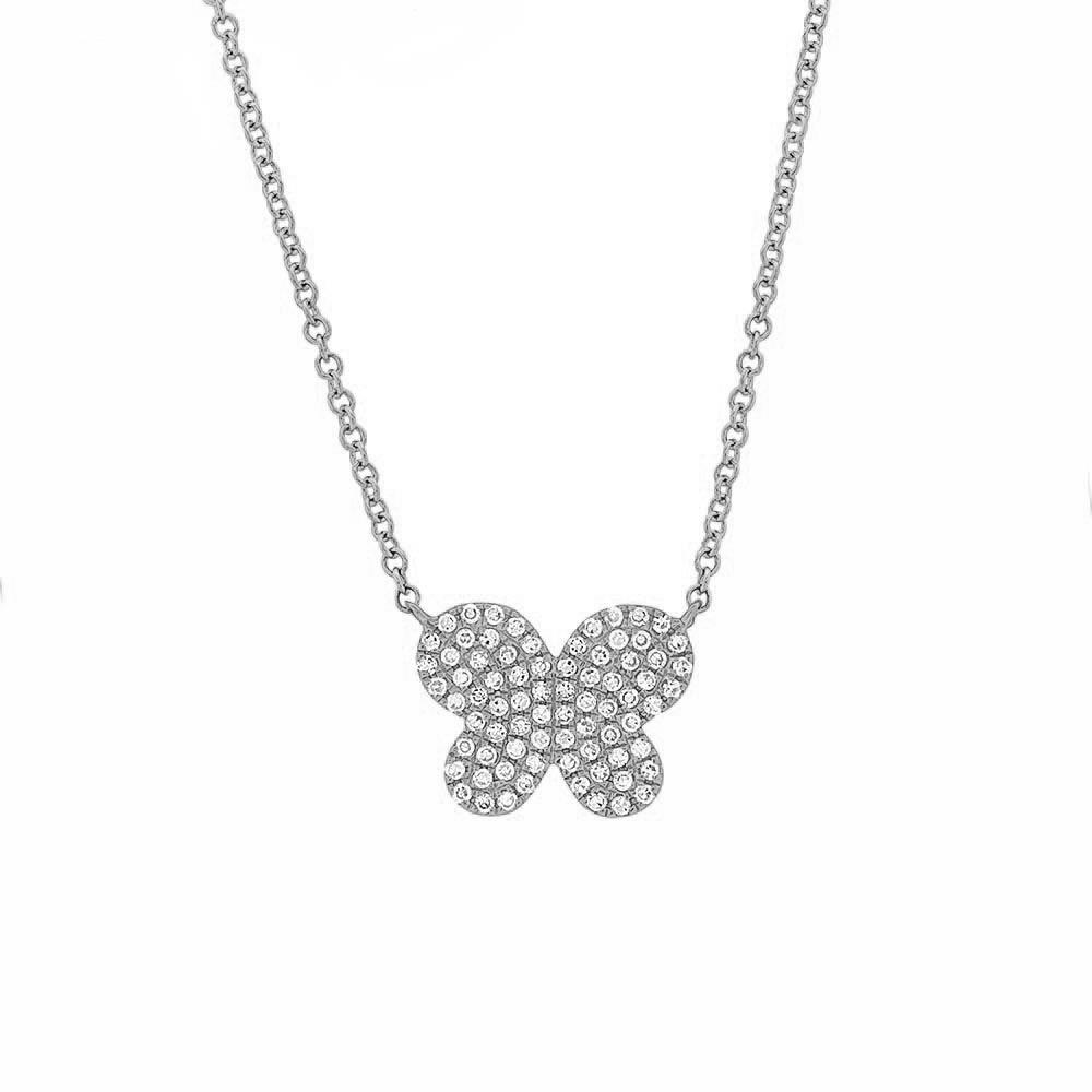 London Collection 14k Pave  Diamond Butterfly Necklace