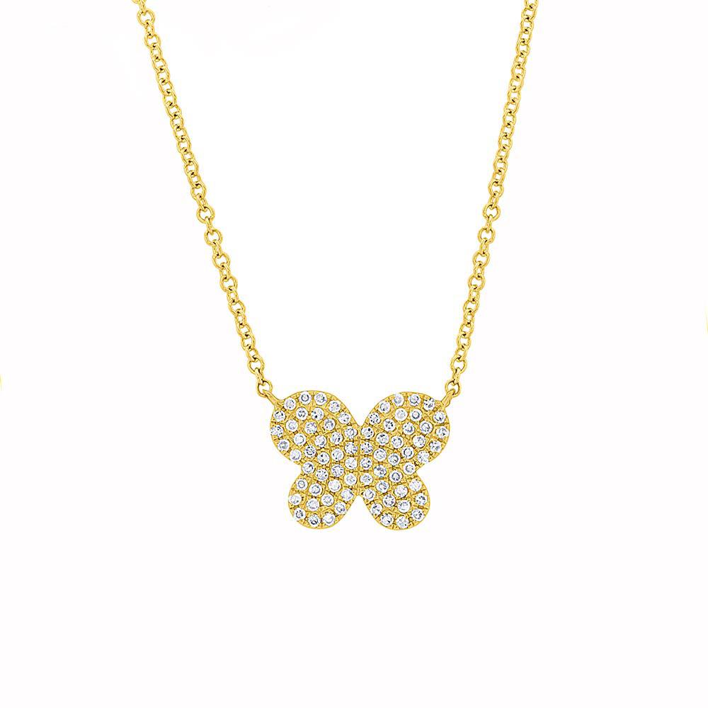 London Collection 14k Pave  Diamond Butterfly Necklace