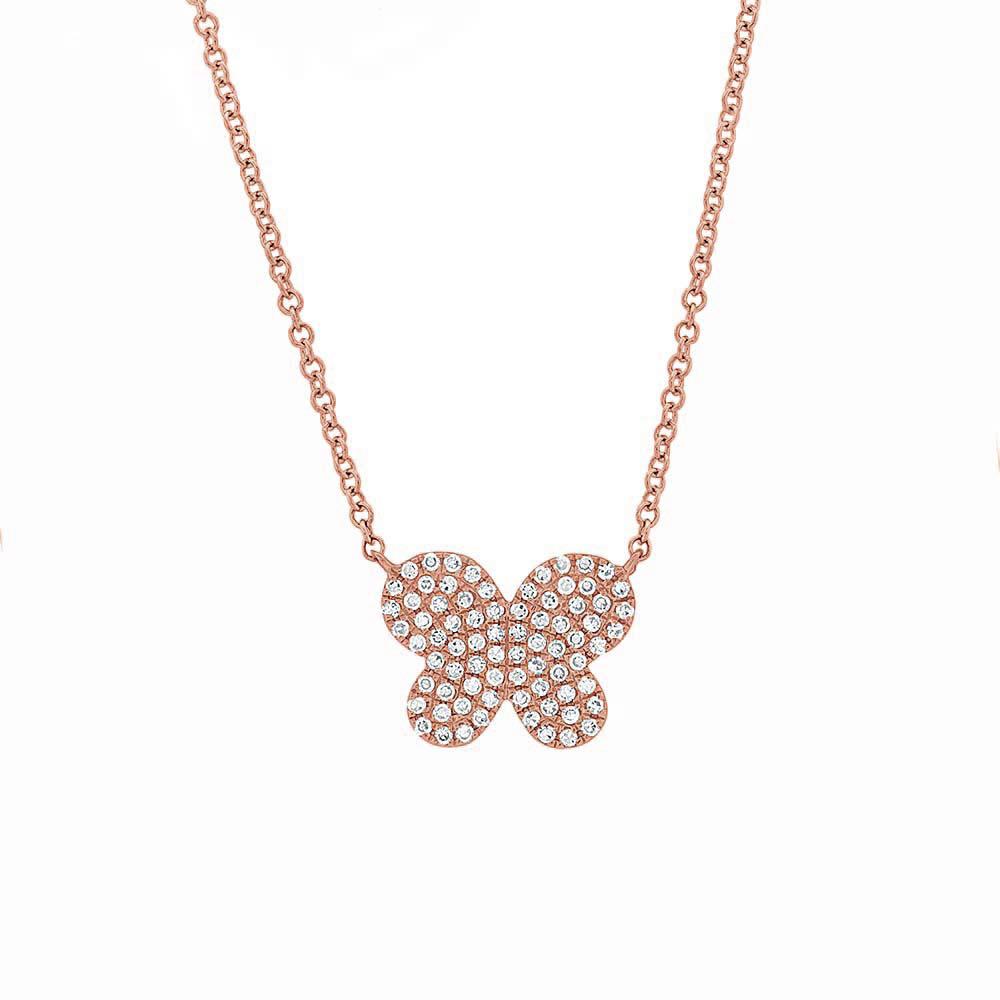 London Collection 14k Pave  Diamond Butterfly Necklace