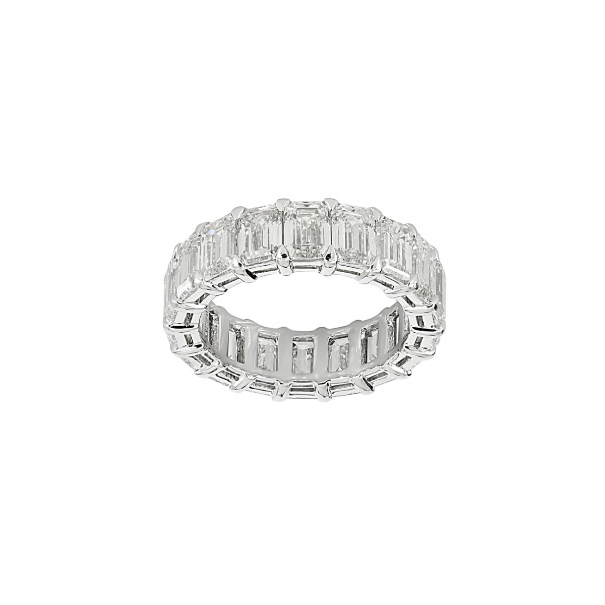 Norman Silverman Platinum 18 Emerald Cut Diamond Eternity Band 9.19cts