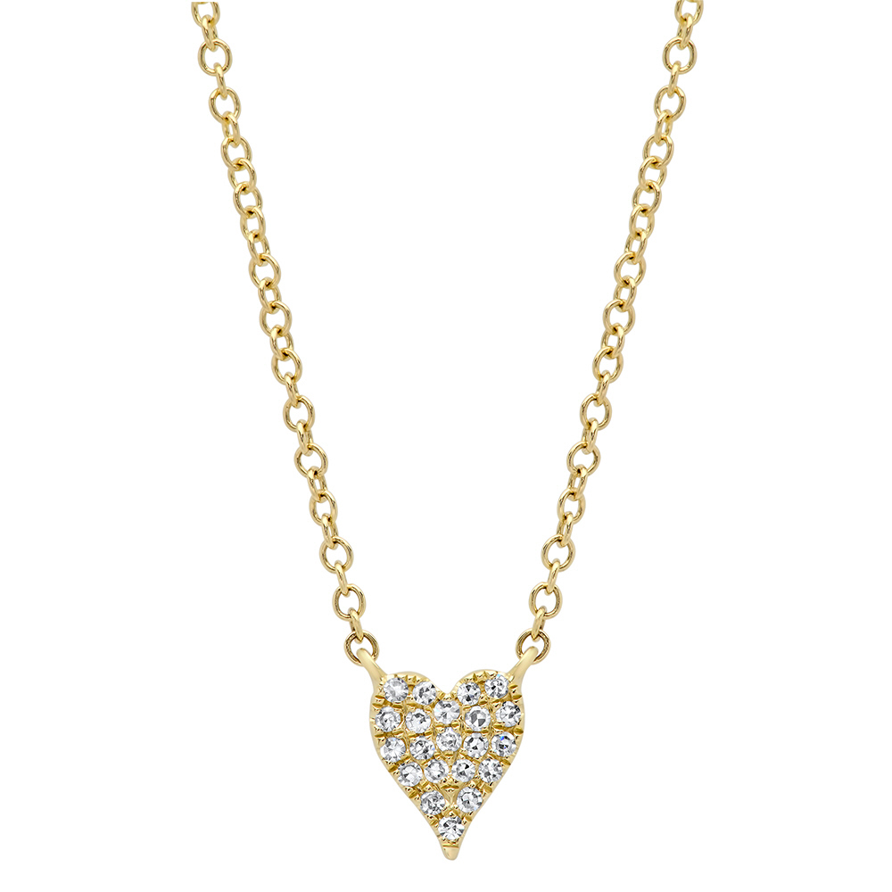 London Collection 14k Yellow Gold Diamond Pave Heart Pendant Necklace