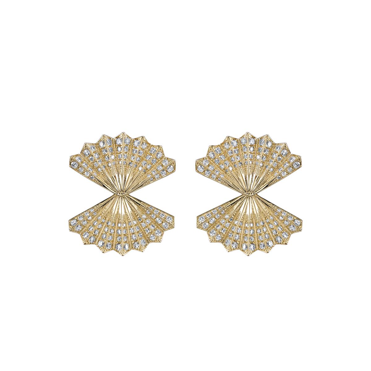 Anita Ko 18k Diamond Double Fan Earrings