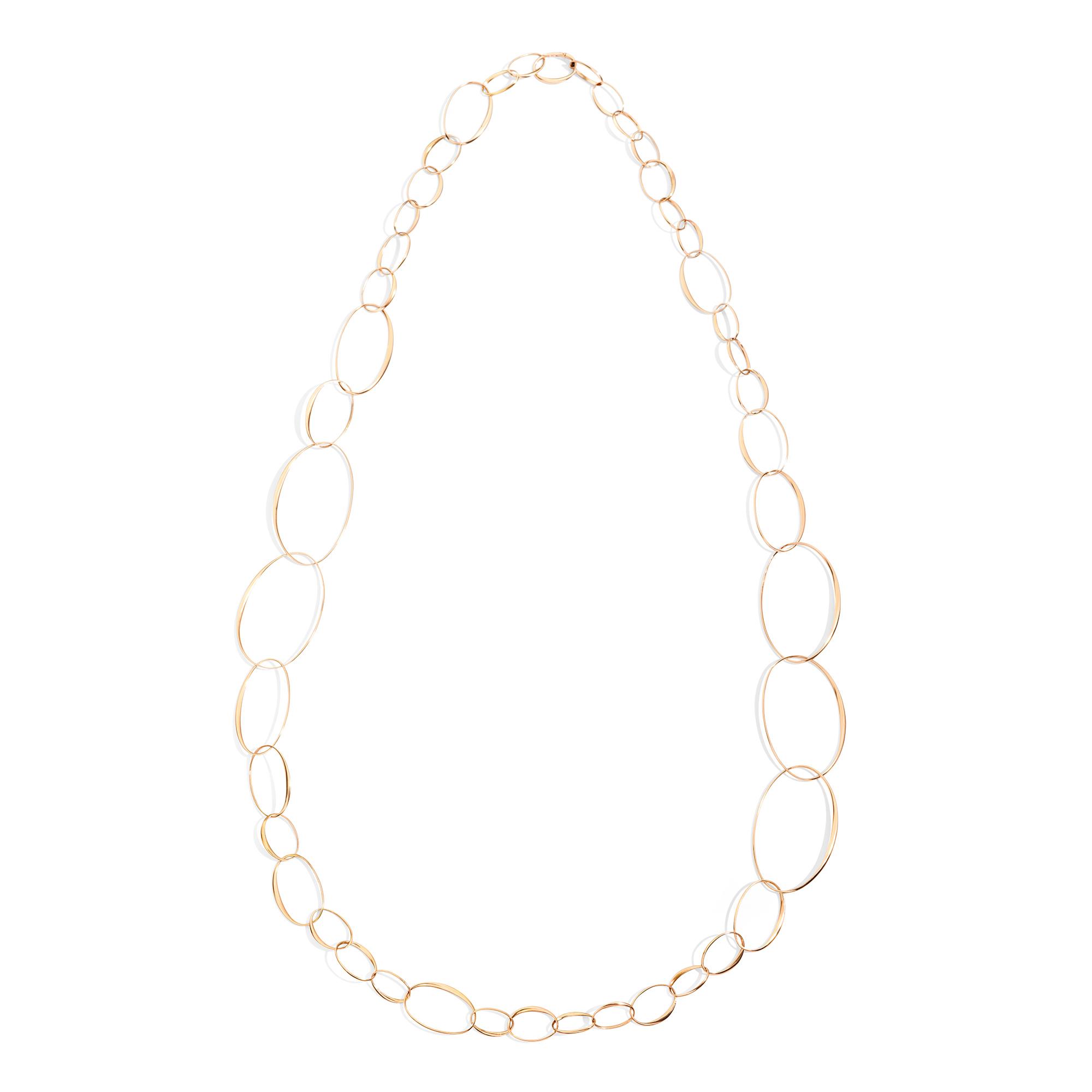 Pomellato 18k Rose Gold Long Mixed Size Link Necklace
