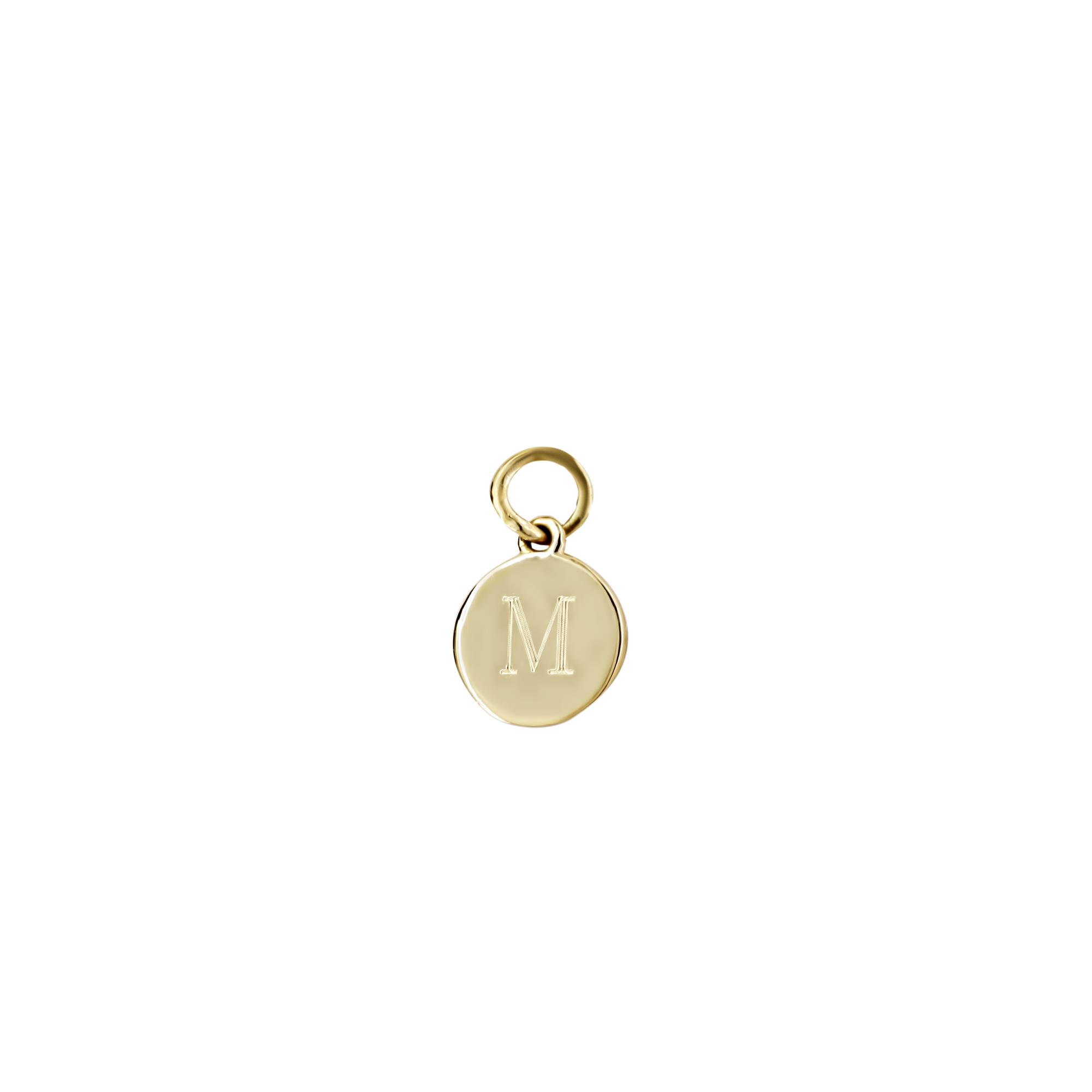 London Collection 14k Yellow Gold Initial M Disc Pendant