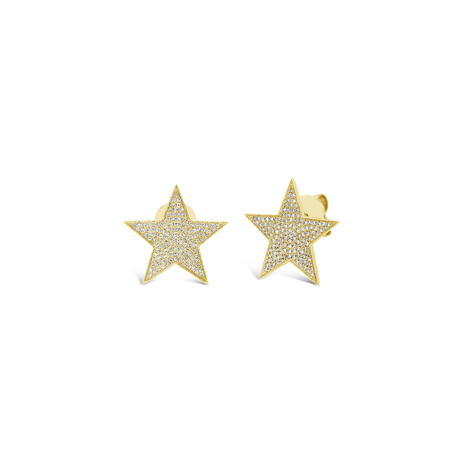 London Collection Diamond Pave Star 14k Yellow Gold Stud Earring