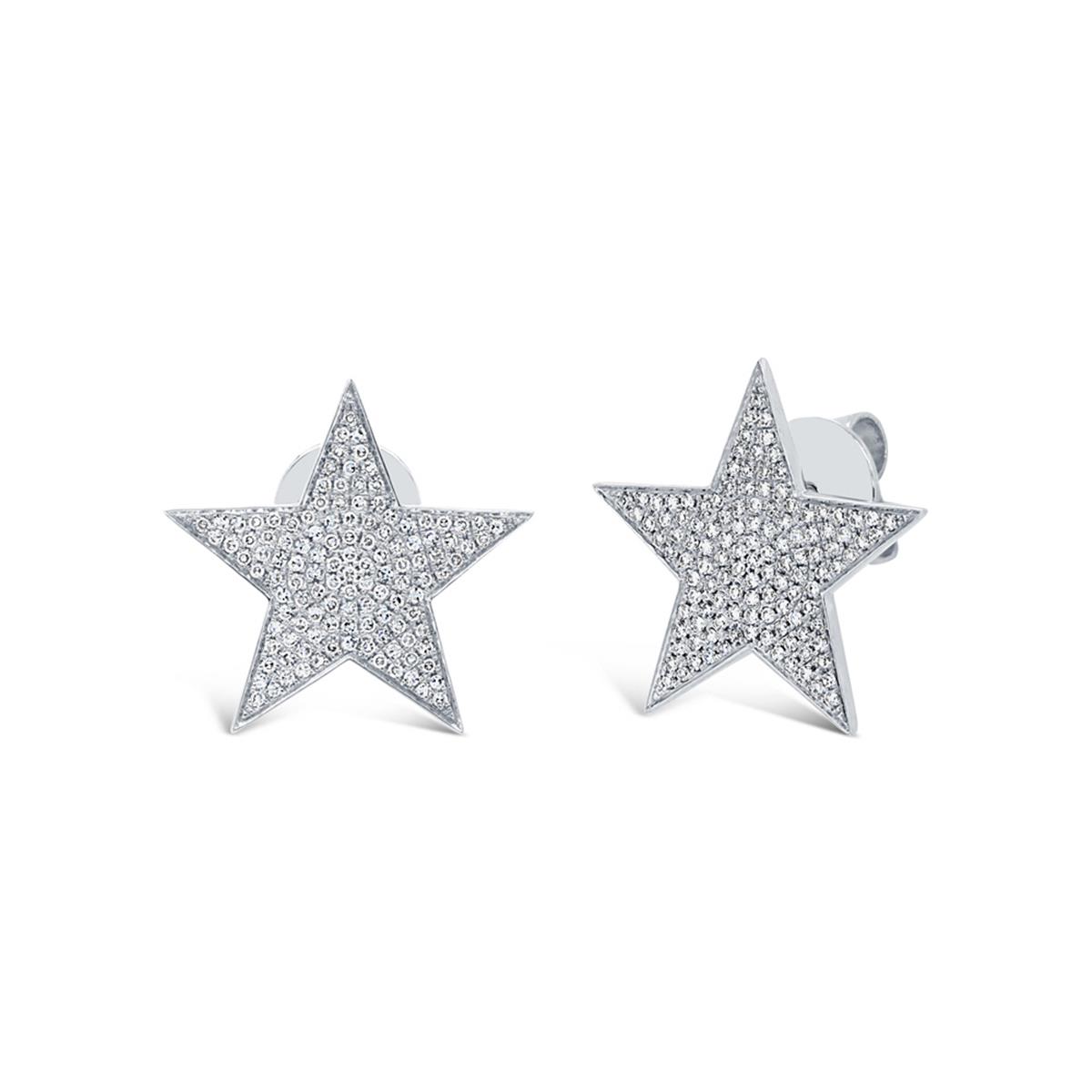 London Collection 14k White Gold Pave Diamond Star Stud Earrings