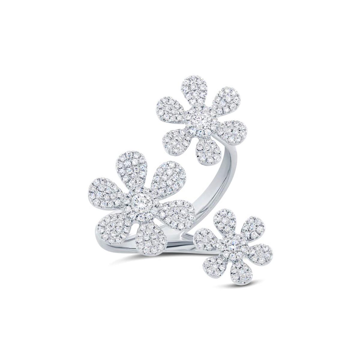 London Collection 14k Gold Diamond 3 Flower Ring