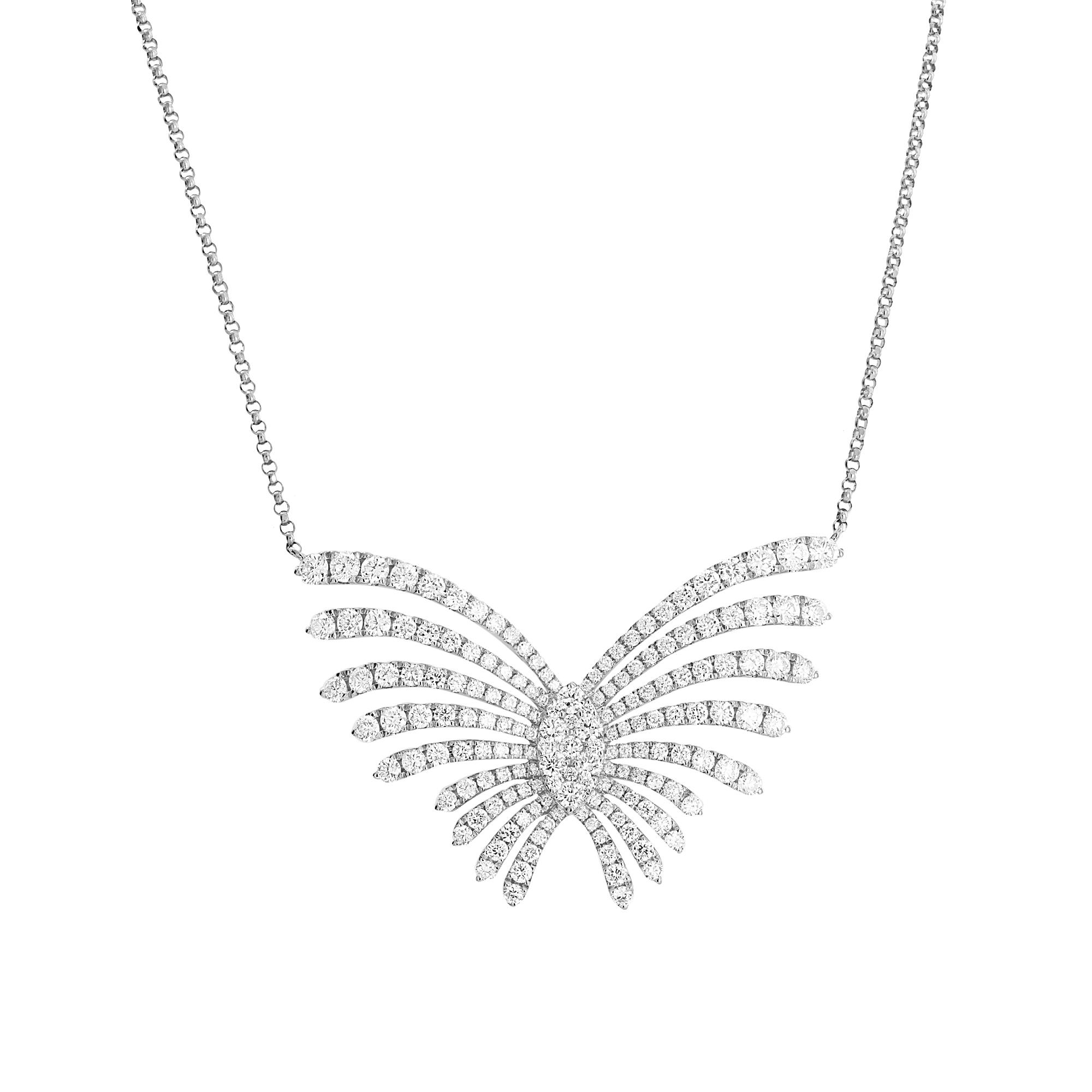 London Collection 18k Gold Round Diamond Butterfly Necklace