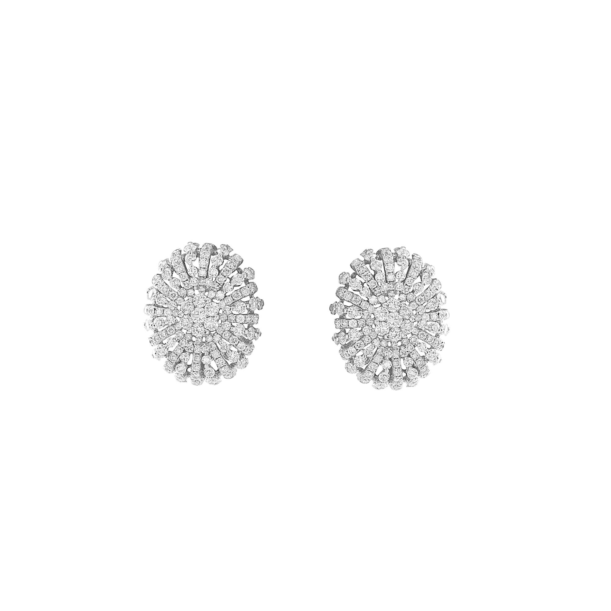 London Collection 18k White Gold Oval Diamond Cluster Earrings