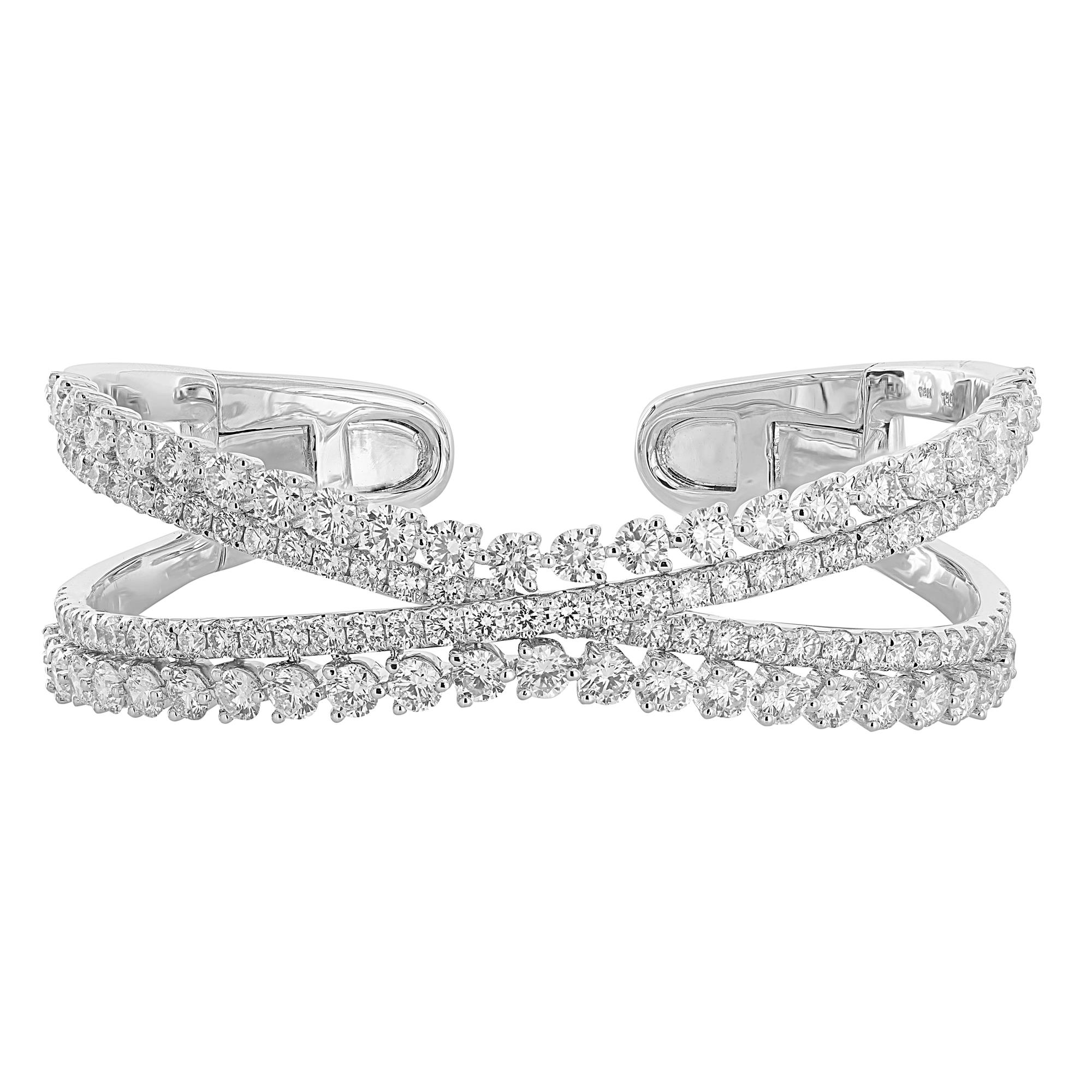 London Collection White Gold 2row Diamond Crossover Bracelet