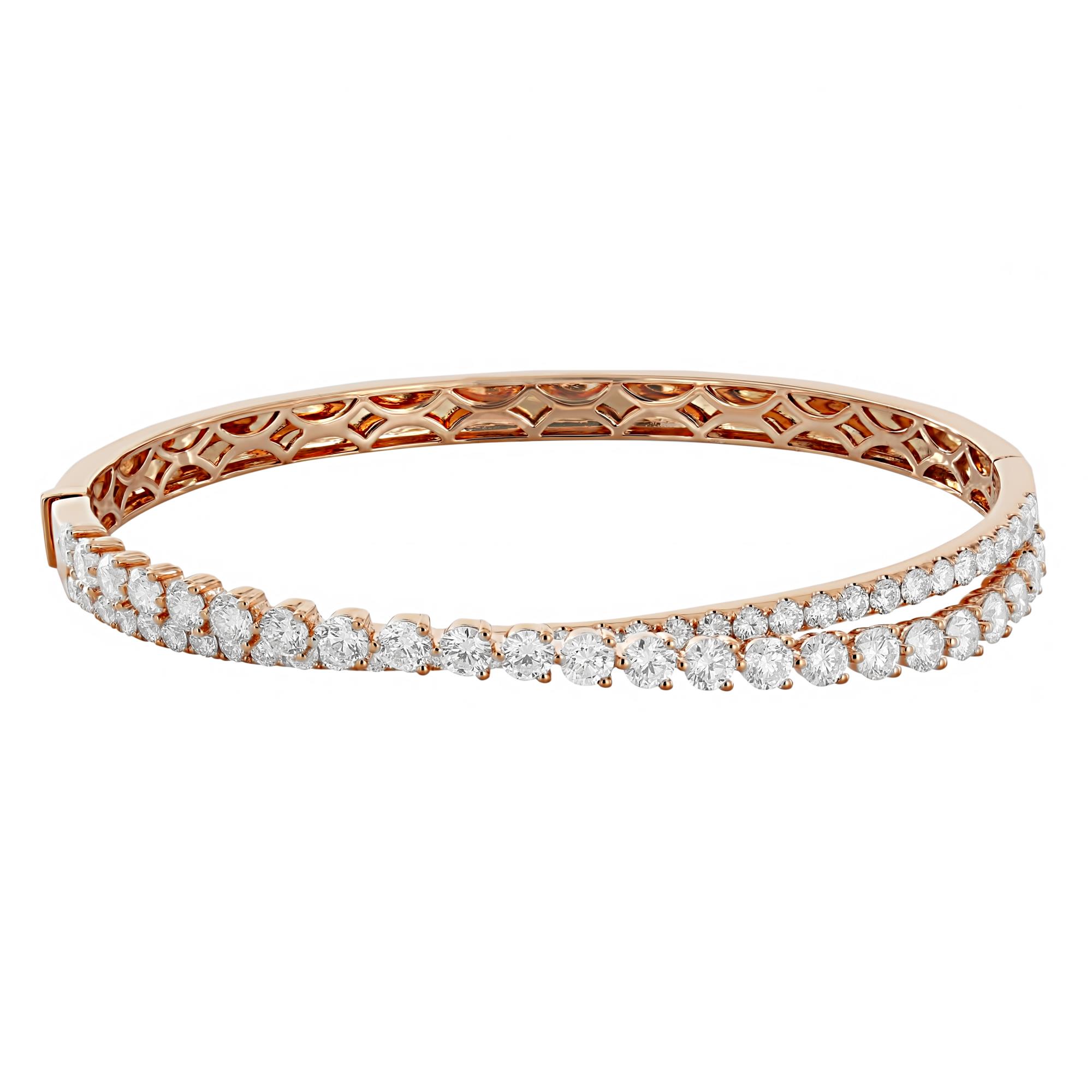 London Collection Rose Gold Diamond Crossover Bangle Bracelet