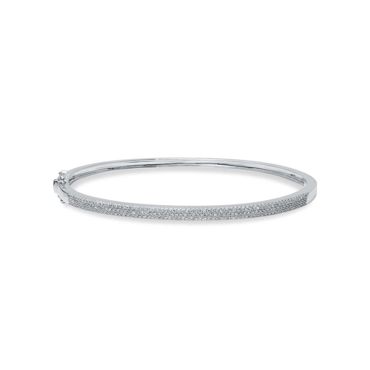 London Collection 14k Gold Muti Row Pave Diamond Bangle Bracelet