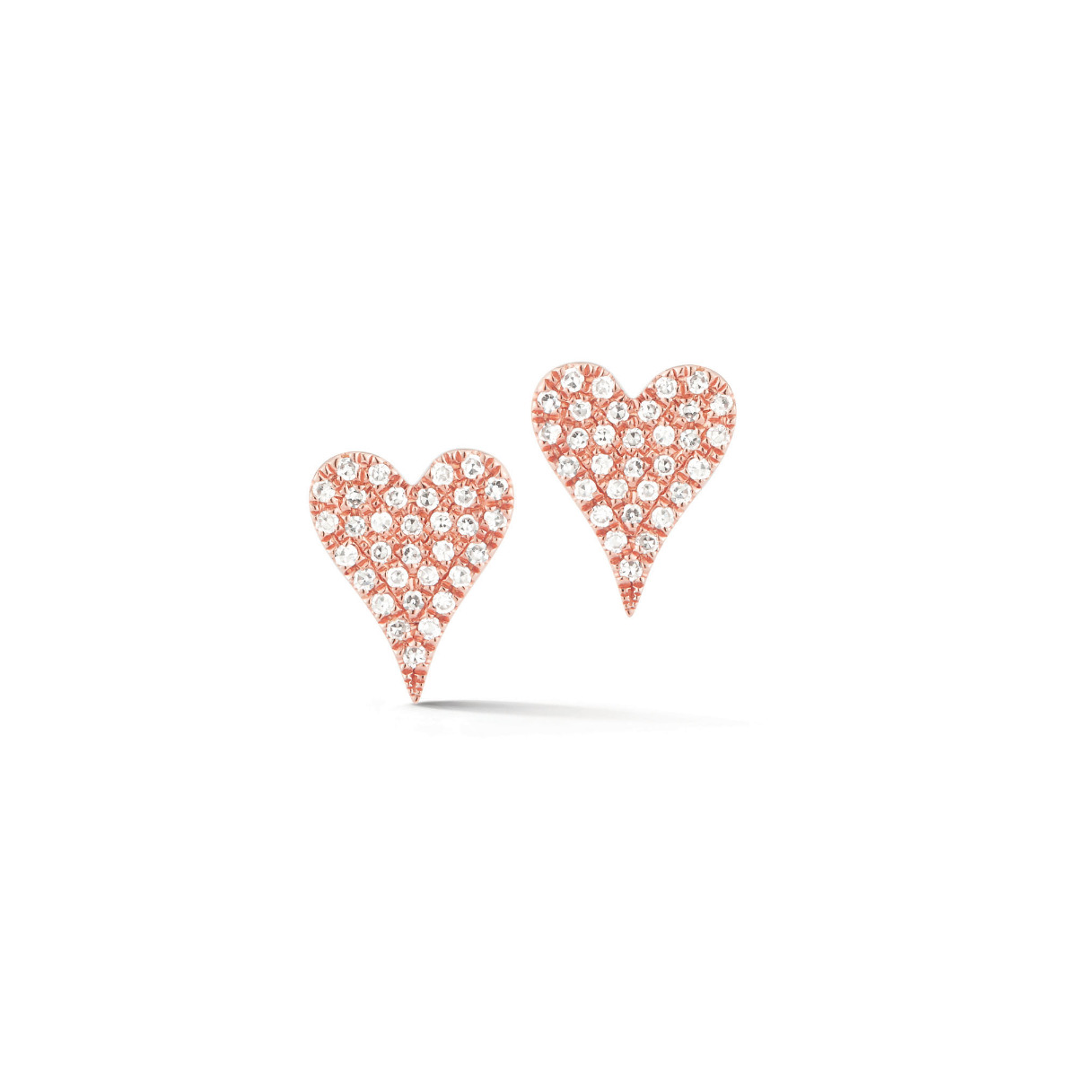 London Collection 14k Rose Gold Diamond Pave Heart Stud Earring