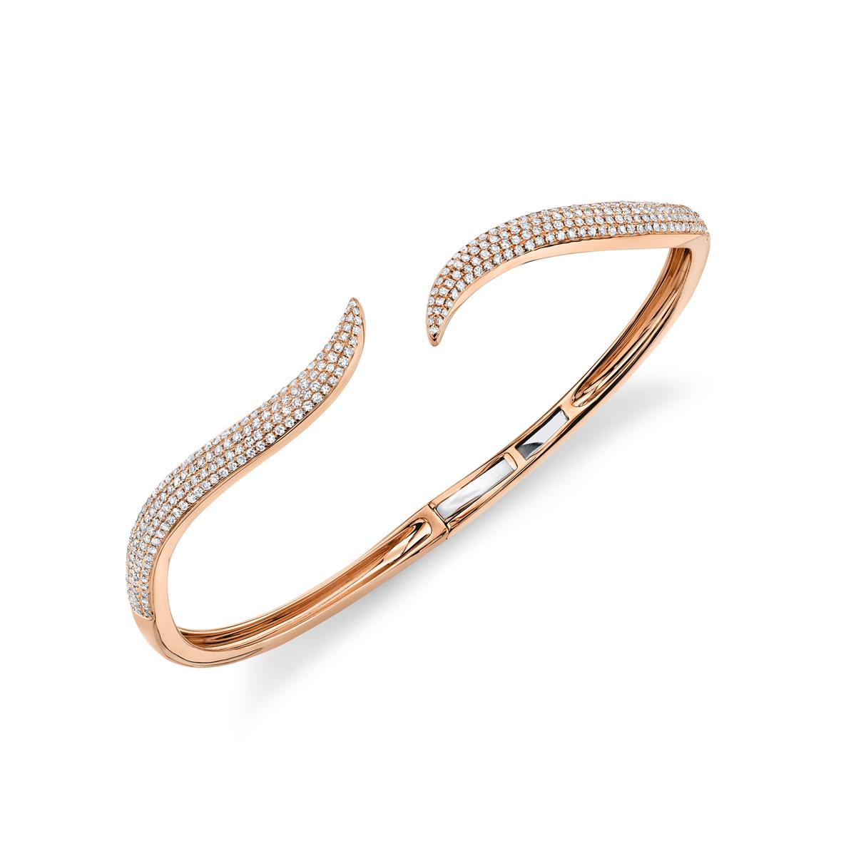 London Collection 14k Gold Open Pave Diamond Wave Bracelet