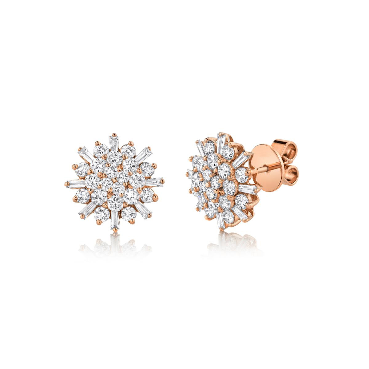 London Collection Rose Gold Mixed Shape Diamond Stud Earrings