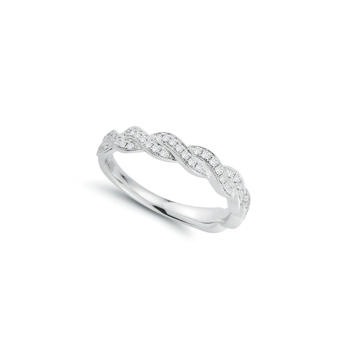 TWO by London 18k White Gold Half Pave Diamond Twist Band