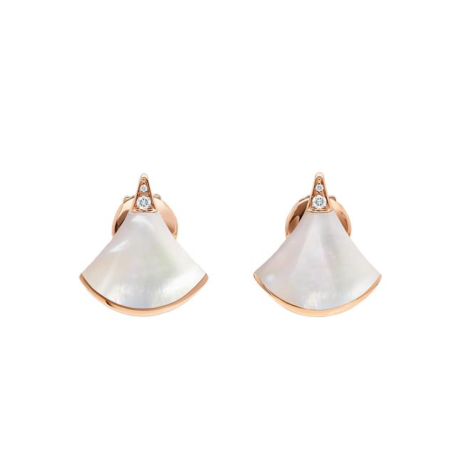Bvlgari Divas Dream 18k White Gold Diamond And White Mother Of Pearl Earrings