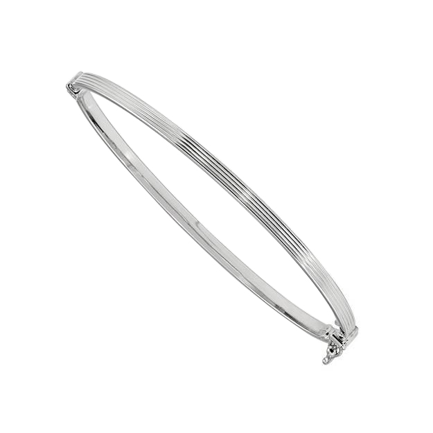 London Collection Sterling Silver Thin Lined Hinged Bangle