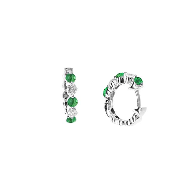 London Collection 14k White Gold Gemstone And Diamond Hoops