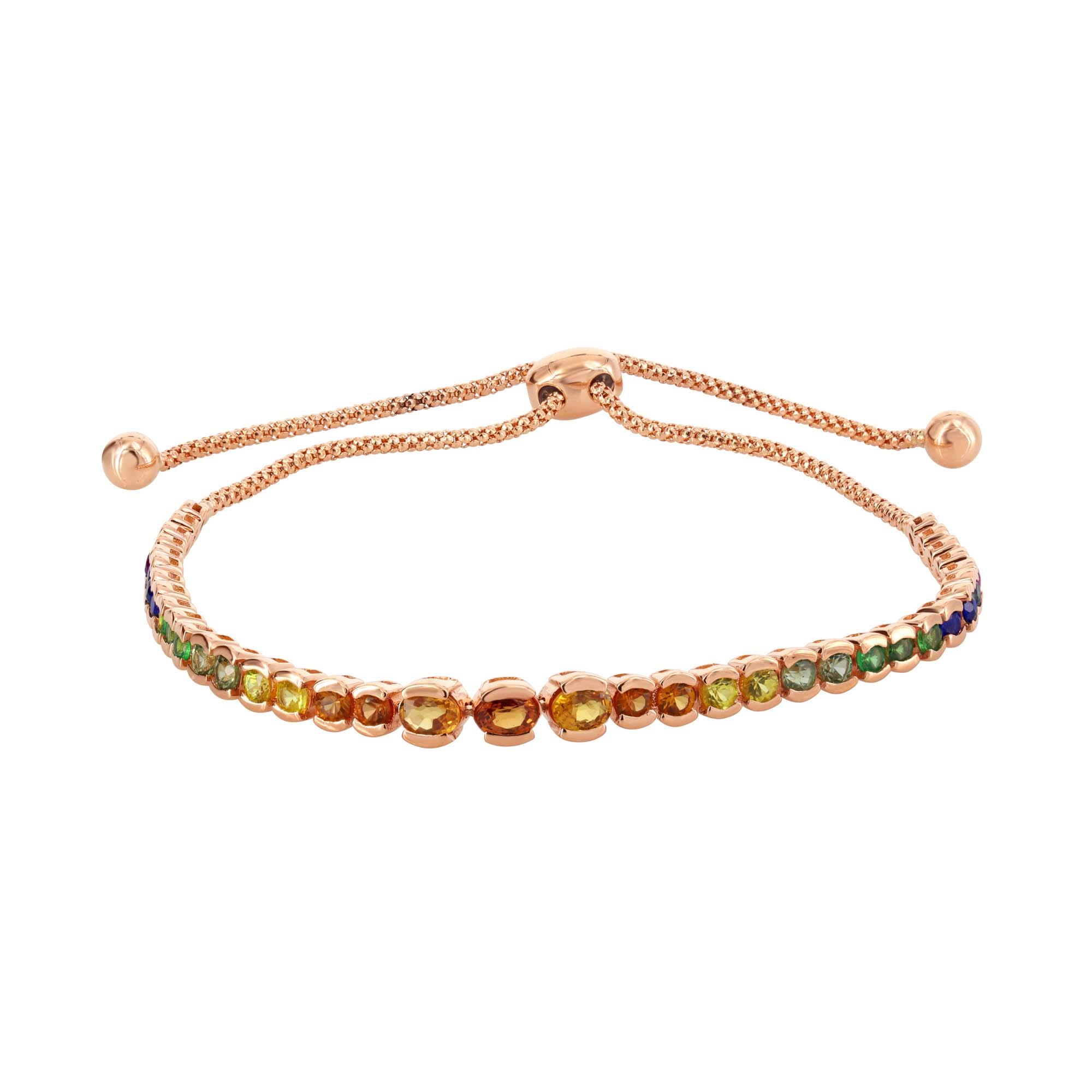 London Collection 18k Rose Gold Multicolor Fancy Sapphire Bolo Bracelet