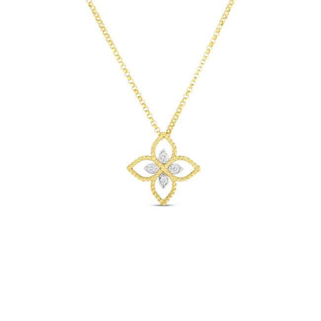 Roberto Coin Principessa 18k Yellow Gold Diamond Flower Necklace