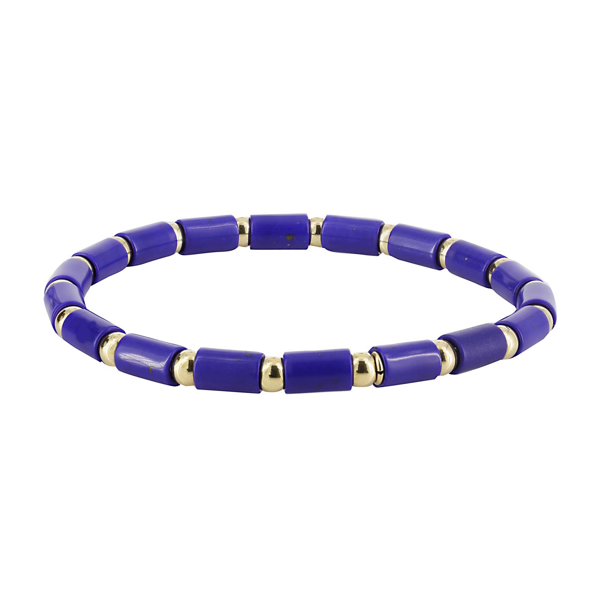 London Collection 18k Rose Gold and Lapis Small Tube Stretch Bracelet