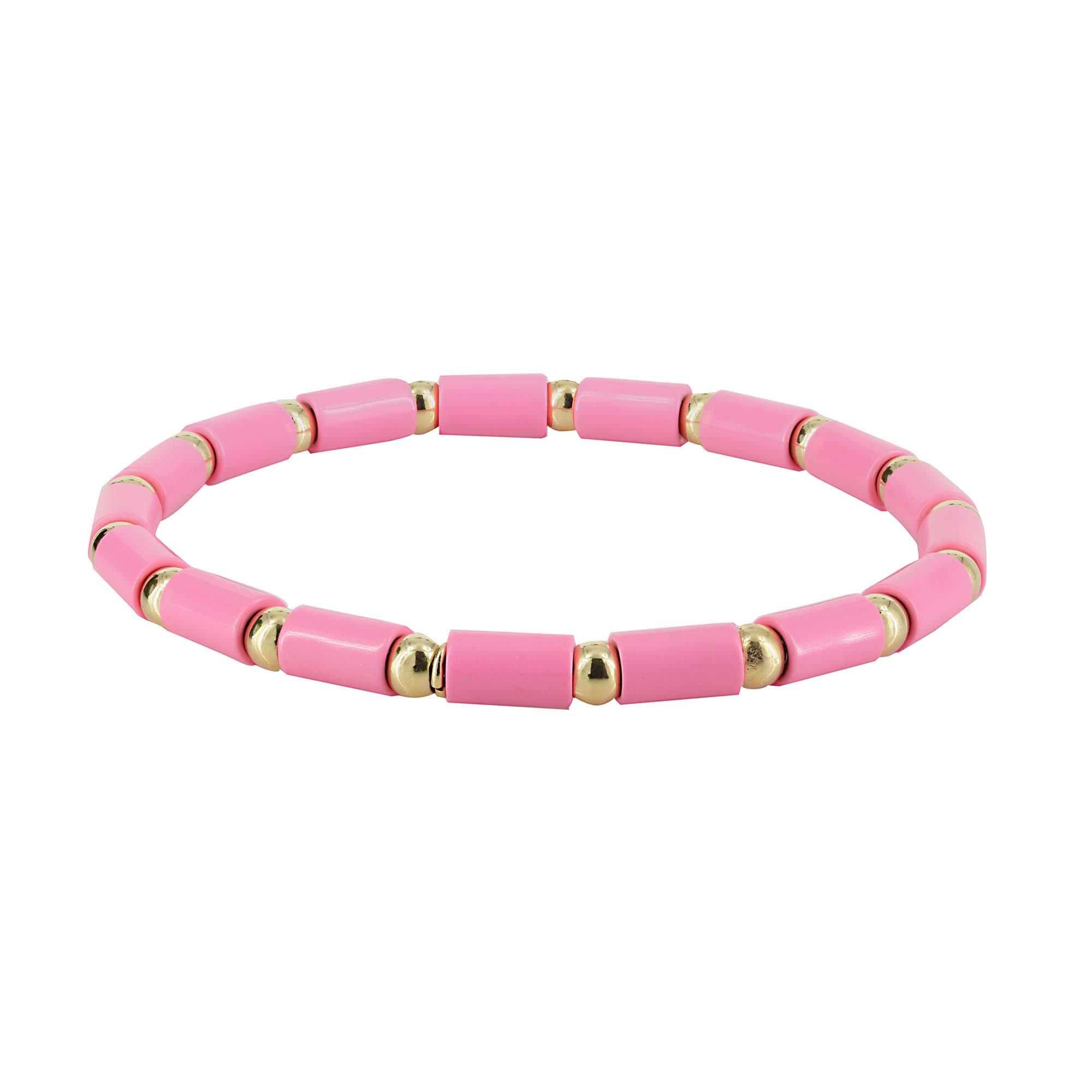 London Collection 18k Rose Gold and Fusia Small Tube Stretch Bracelet
