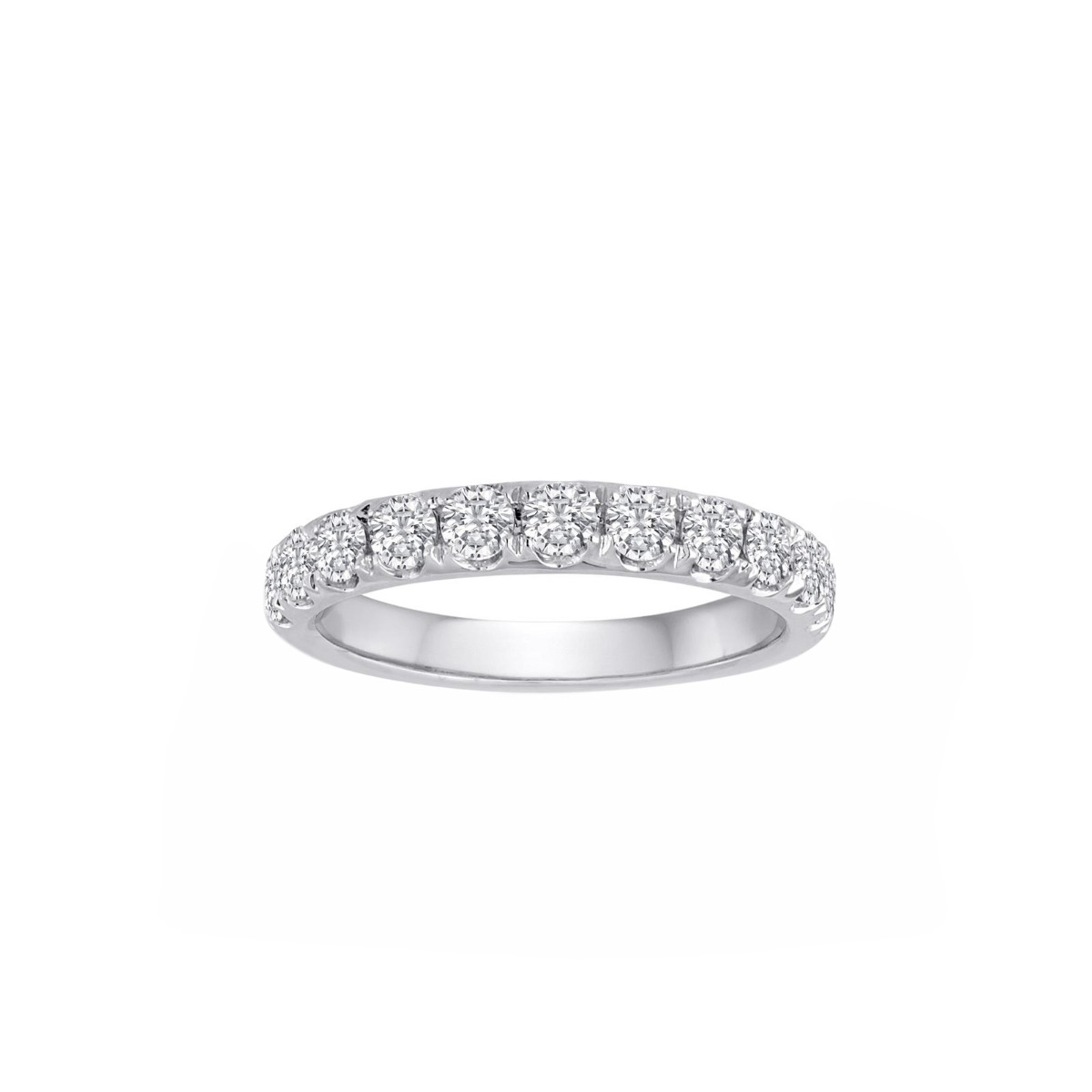 TWO By London 14k White Gold Pave Diamond Split Prong Wedding Band