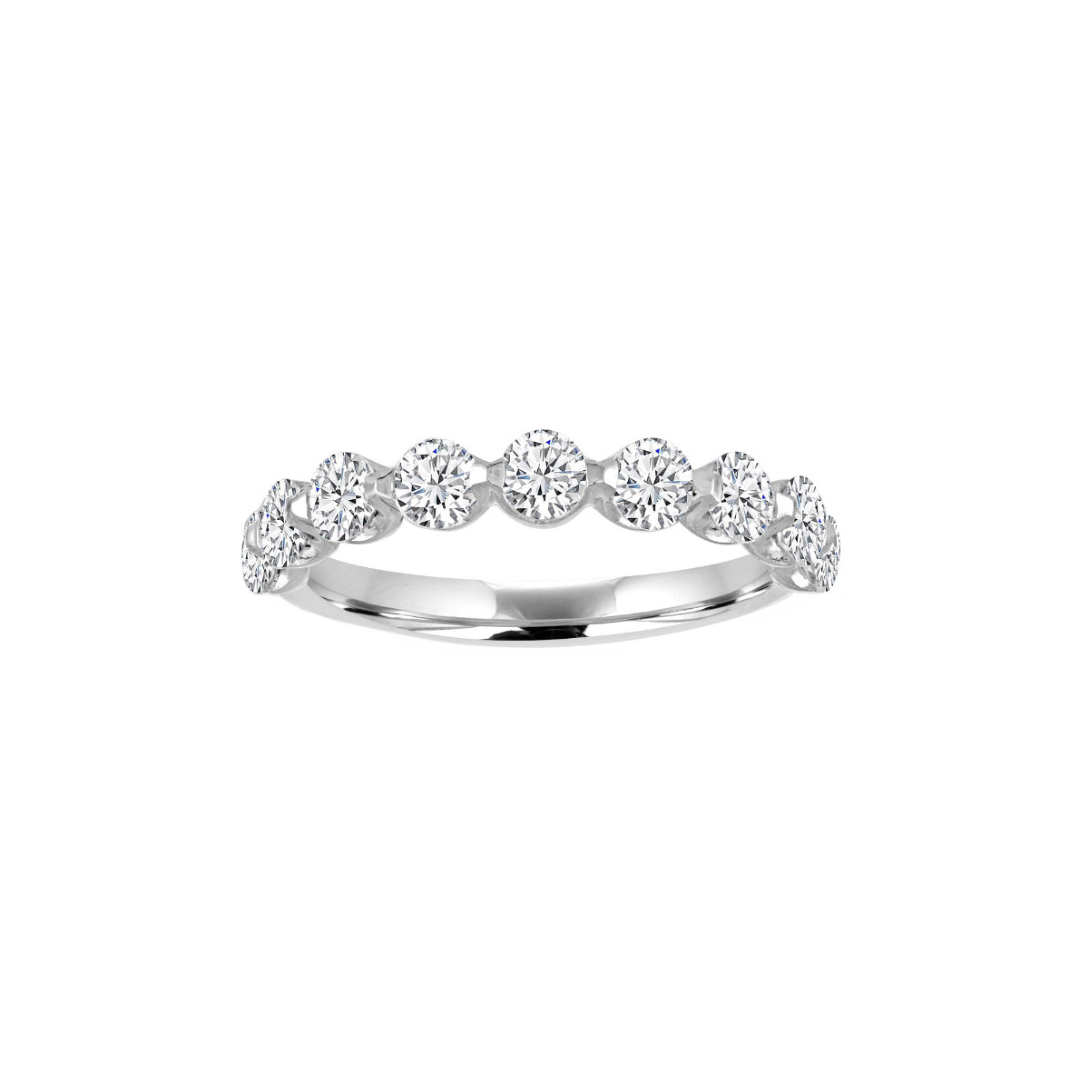 TWO By London 14k White Gold Diamond Single Prong Wedding Band