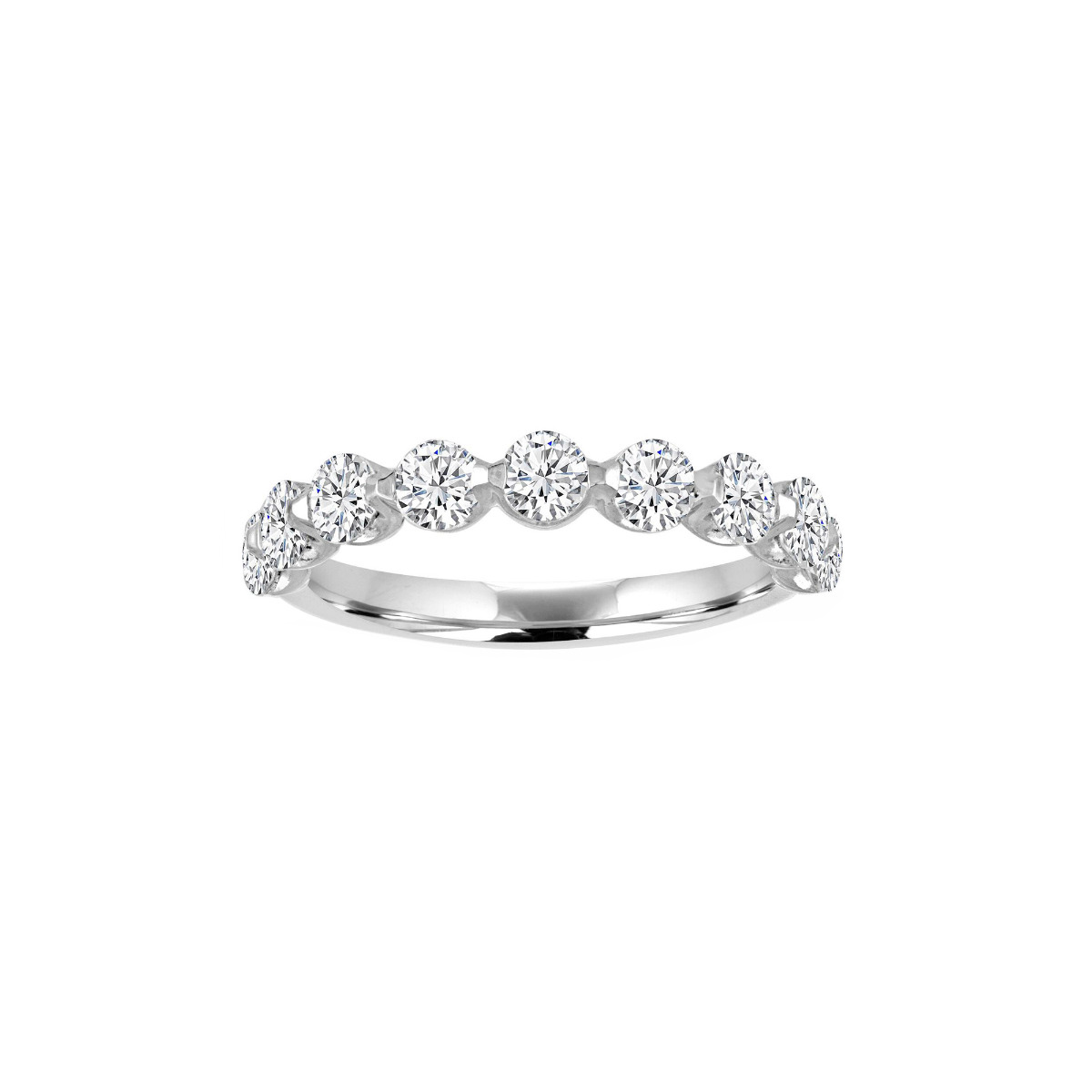 TWO By London 14k White Gold Round Single Prong Diamond Wedding Band