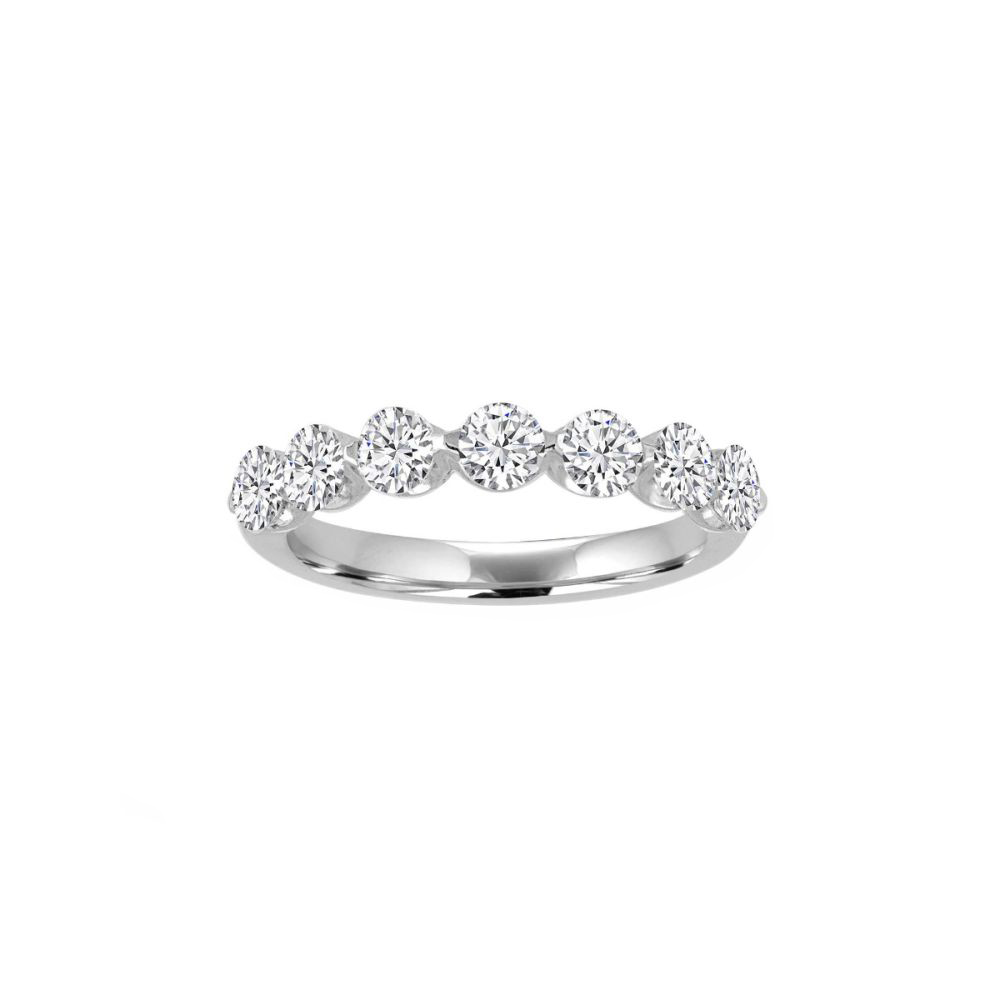 TWO By London 14k White Gold Round Diamond Wedding Band
