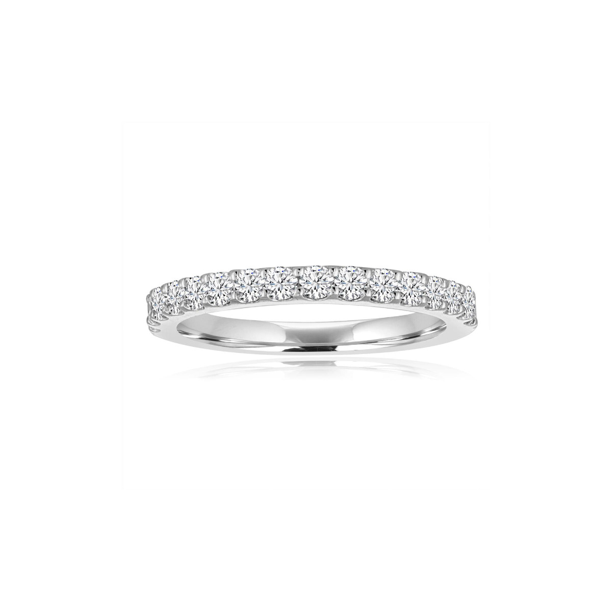 TWO By London 14k White Gold Shared Prong Diamond Wedding Band