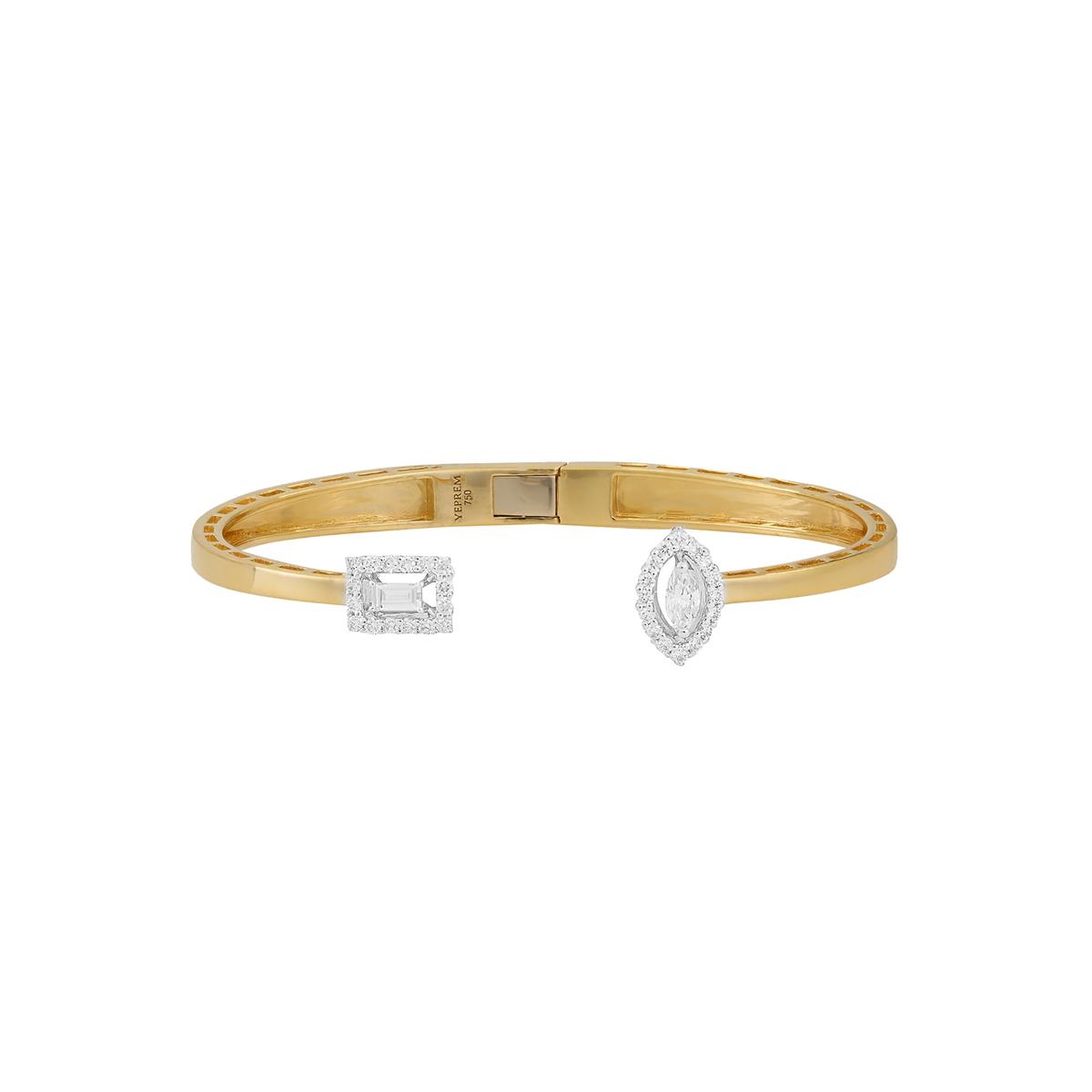 Yeprem Golden Strada Two Tone Diamond Cuff Bracelet