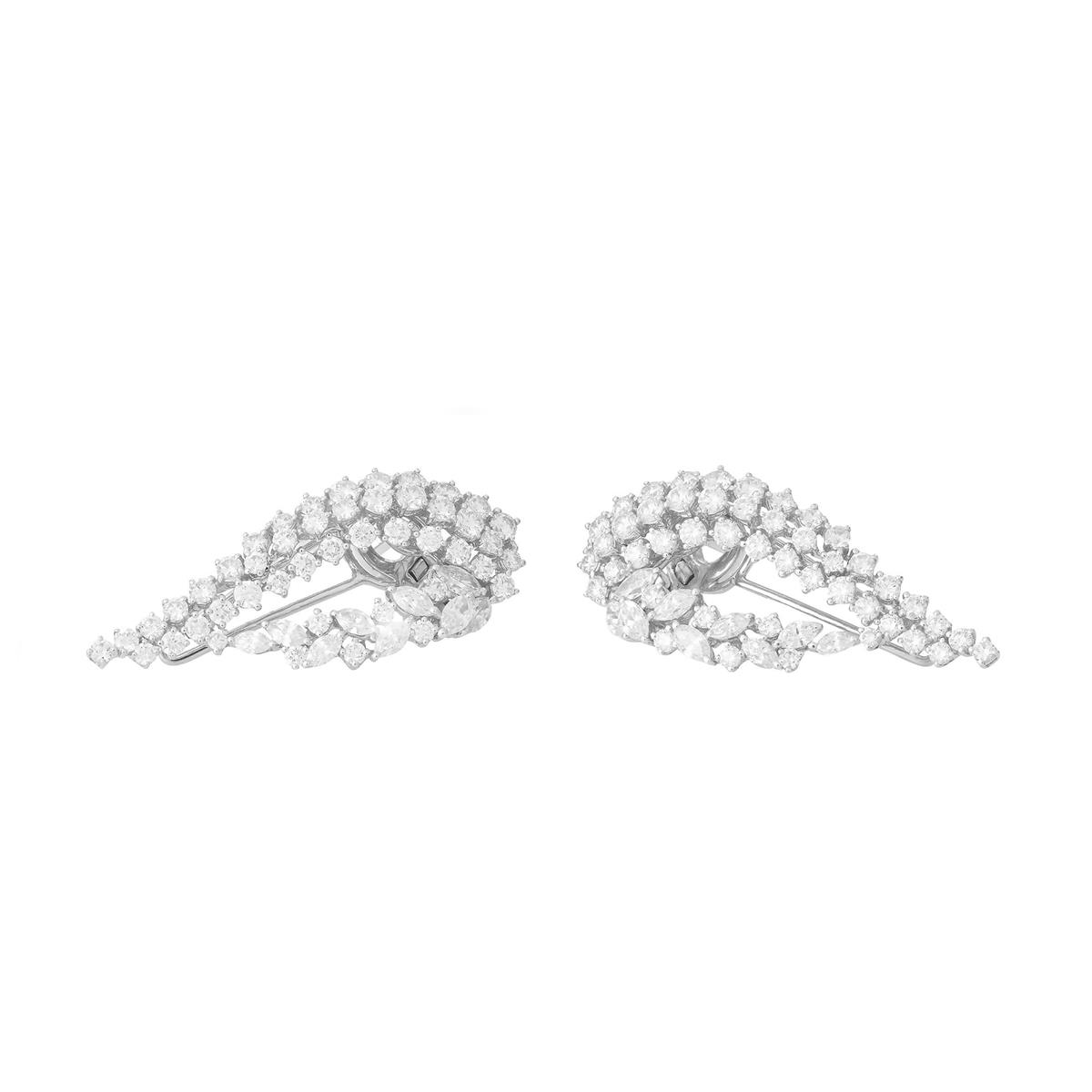 Yeprem Y-Couture 18k White Gold Diamond 5 Row Clip Earrings