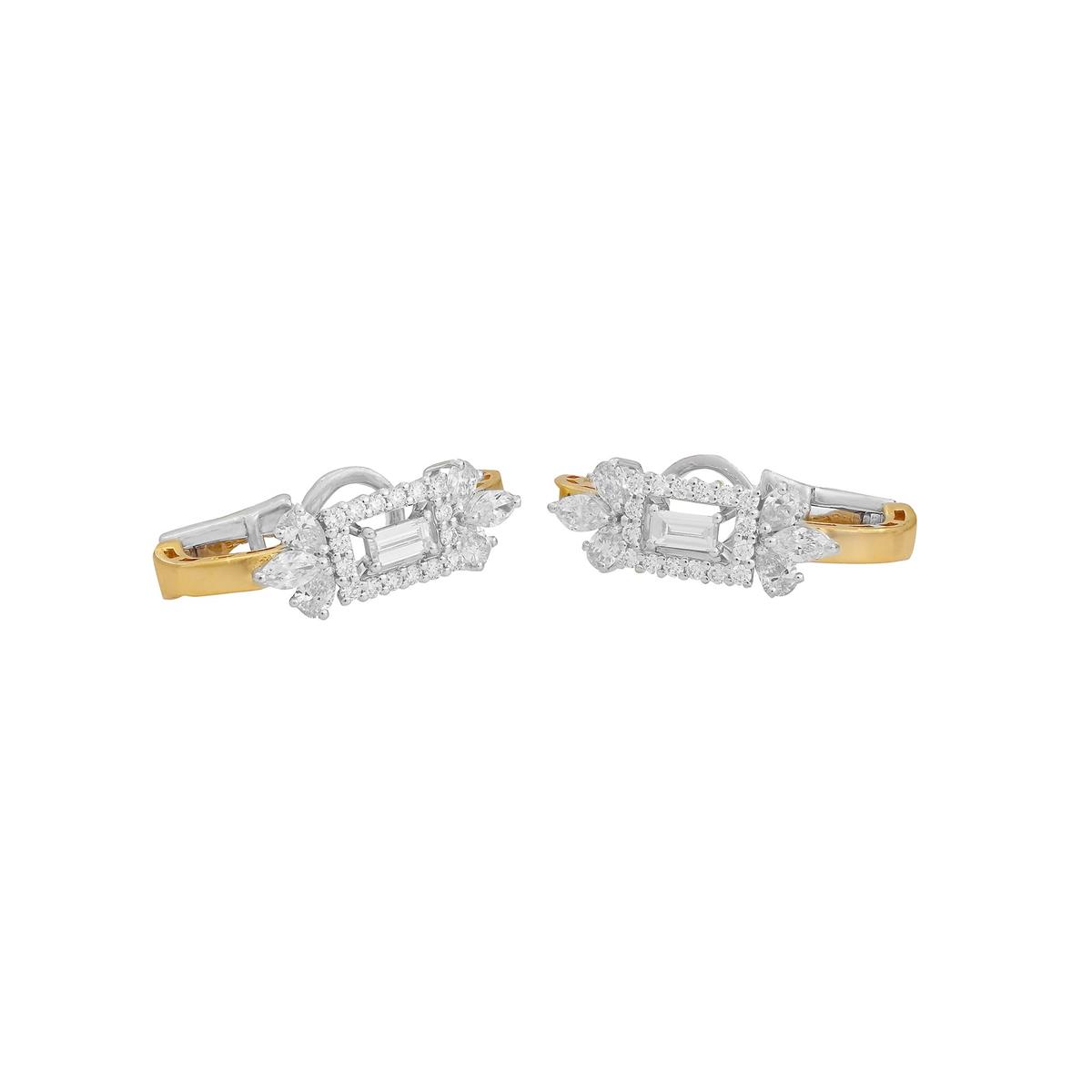 Yeprem Two Tone Diamond Cuff Earrings
