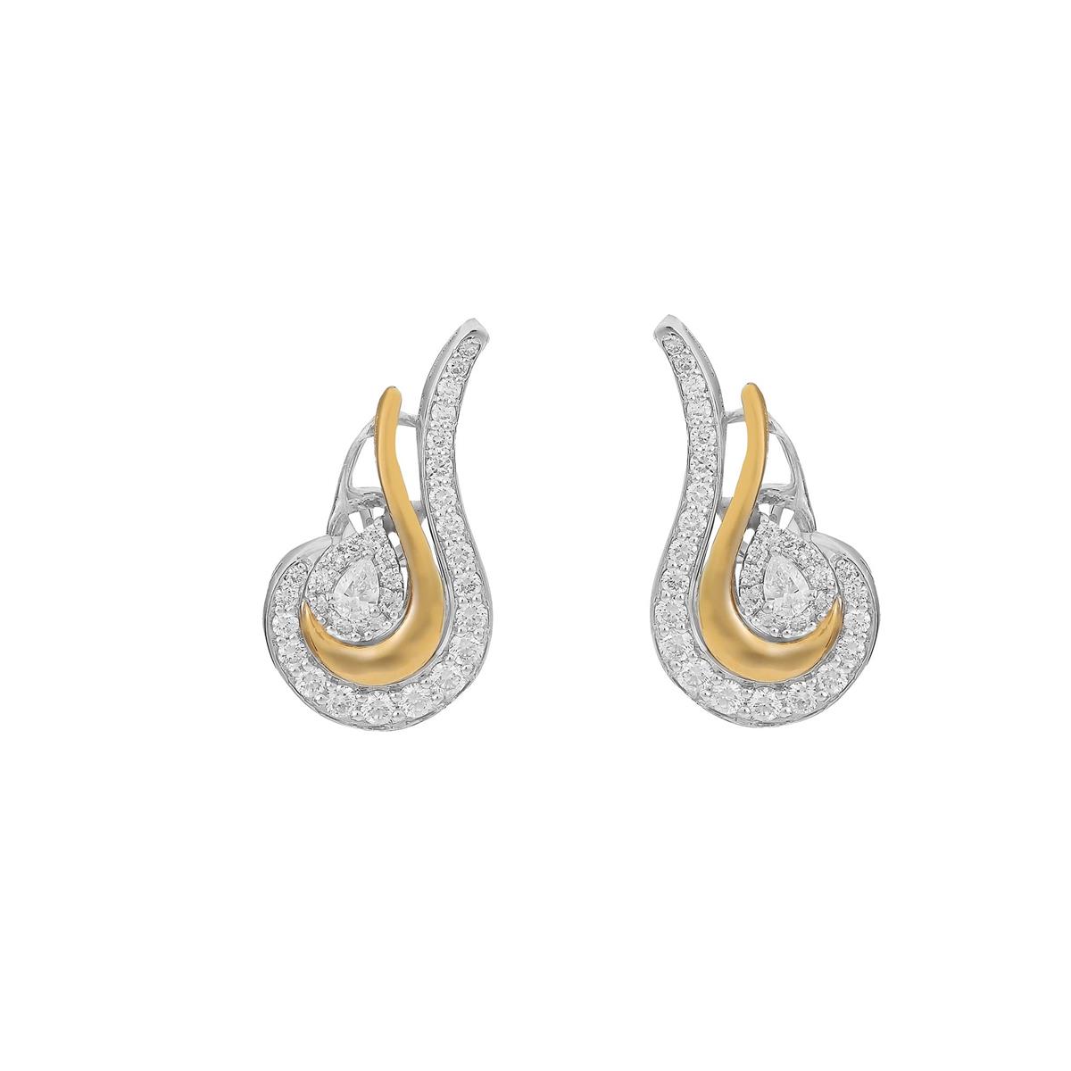 Yeprem Golden Strada Two Tone Diamond Clip Earrings