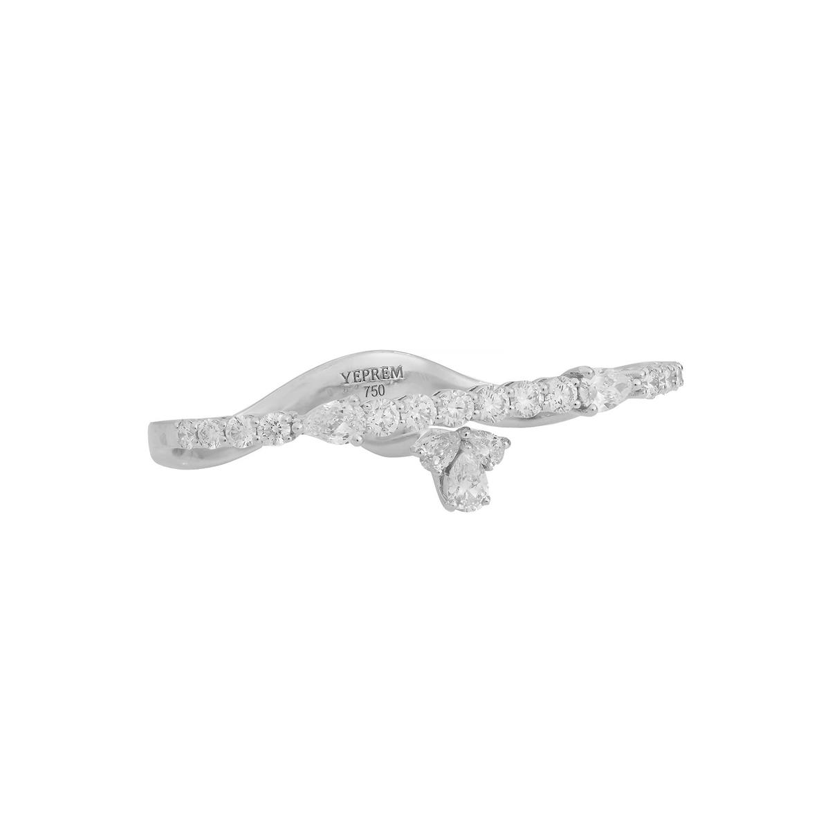 Yeprem 18k White Gold Diamond Double Knuckle Ring