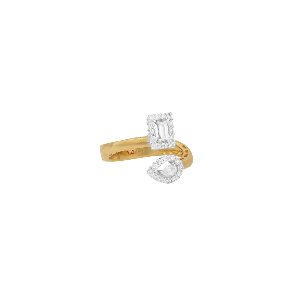 Yeprem Golden Strada Two Tone Diamond Bypass Stackable Ring