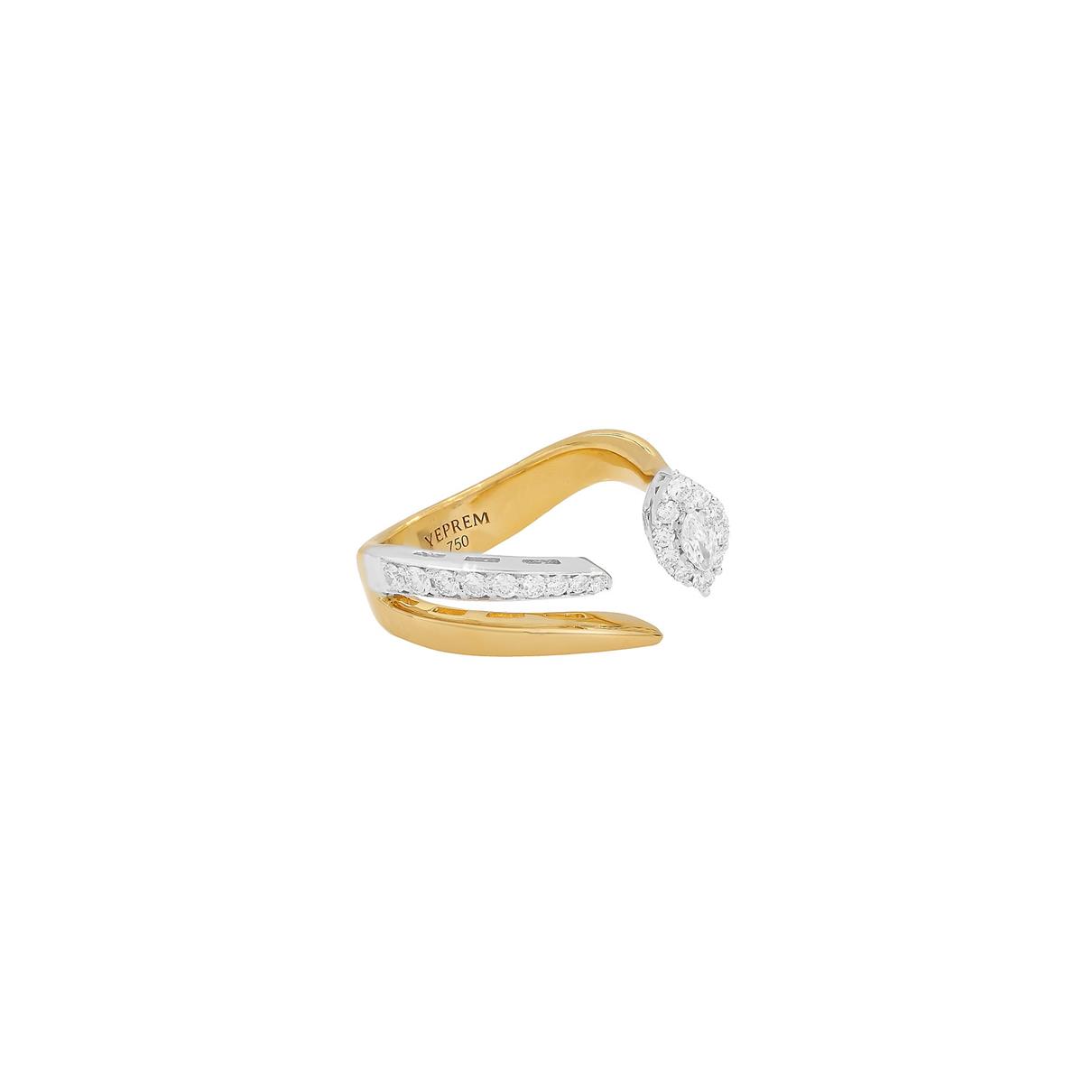 Yeprem Two Tone Diamond Open Gold Ring