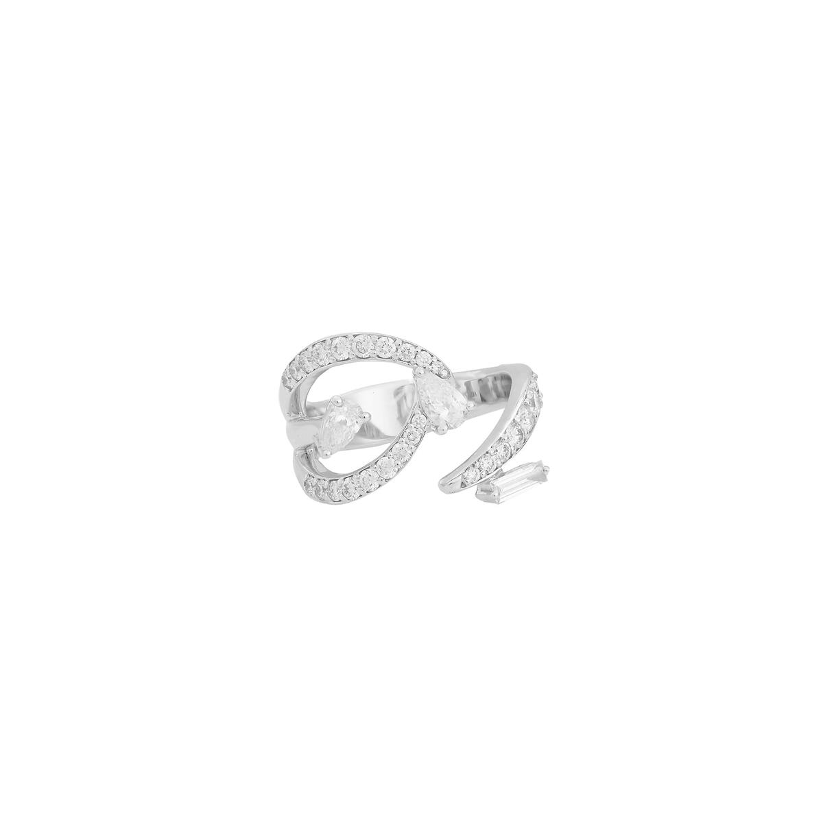 Yeprem Y-Not 18k White Gold Diamond Open Cocktail Ring
