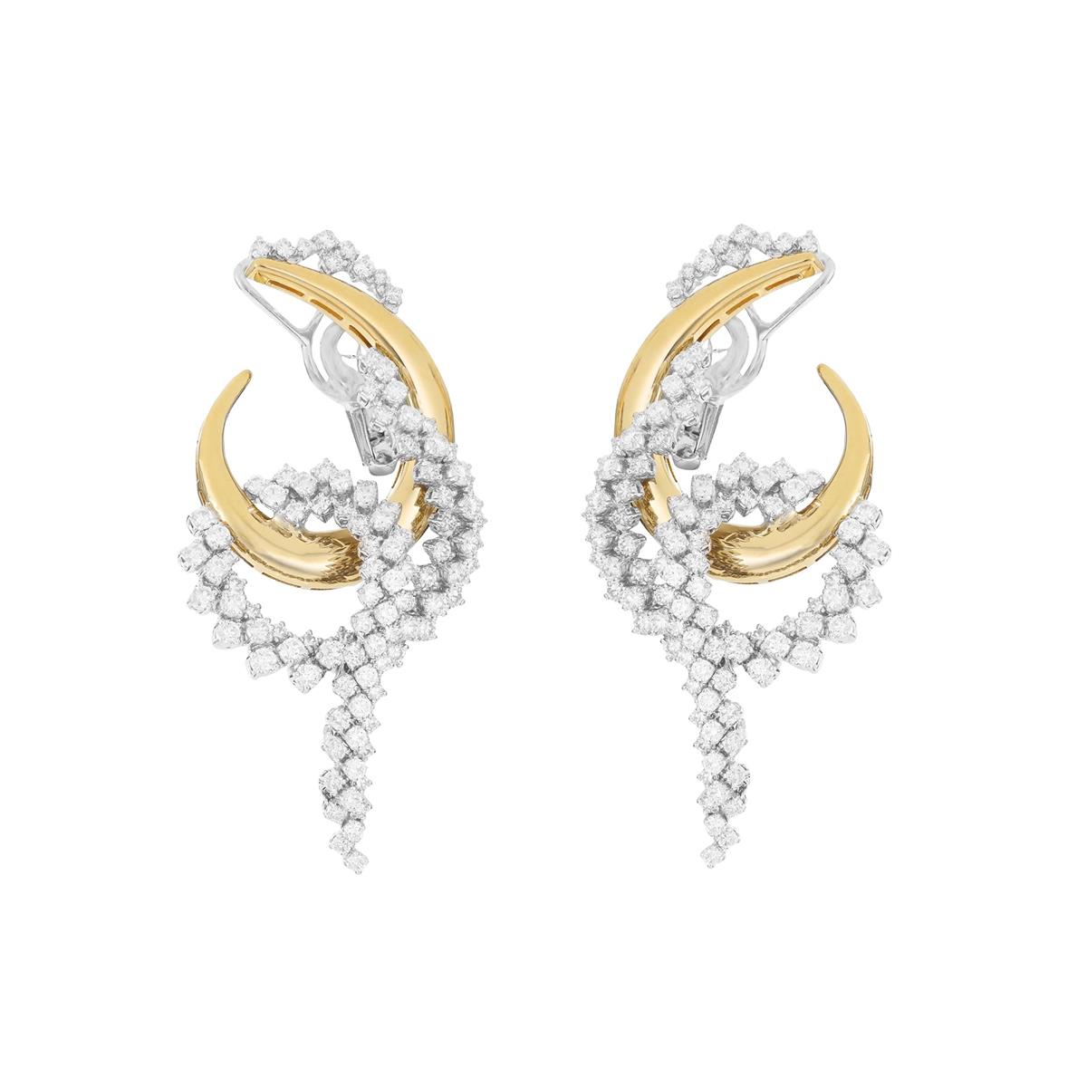 Yeprem Golden Strada Two Tone Diamond Drop Earrings