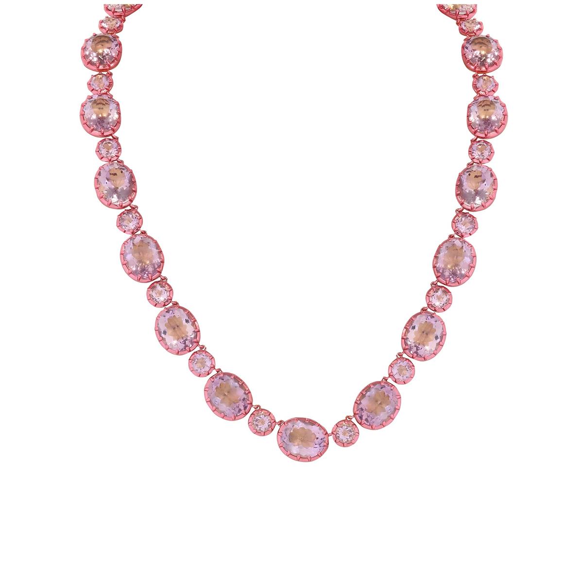 London Collection 14k Yellow Gold Amethyst Bezel Set Necklace