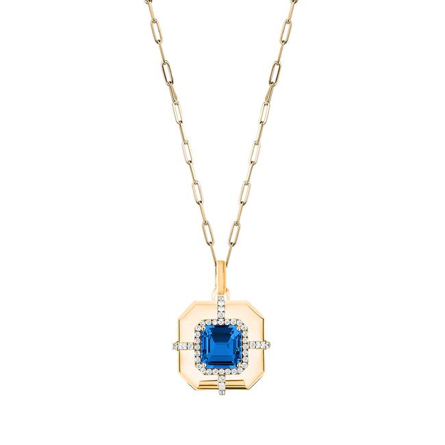 Goshwara G-Classics 18k Yellow Gold London Blue Topaz Diamond Necklace