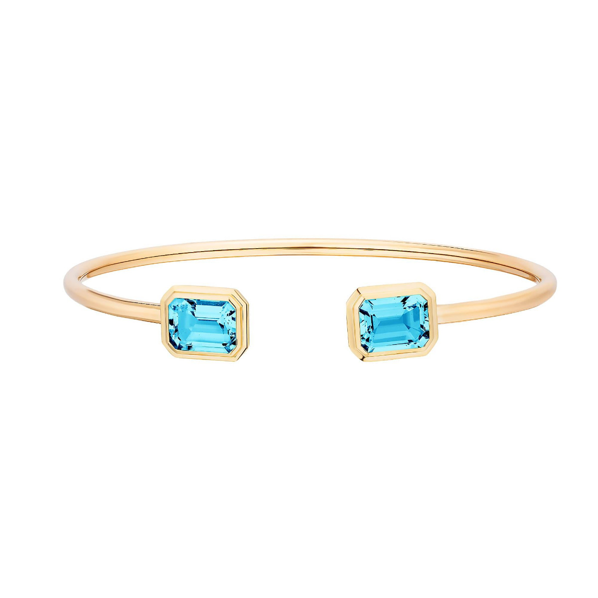 Goshwara Manhattan 18k Yellow Gold Blue Topaz Open Edge Bracelet
