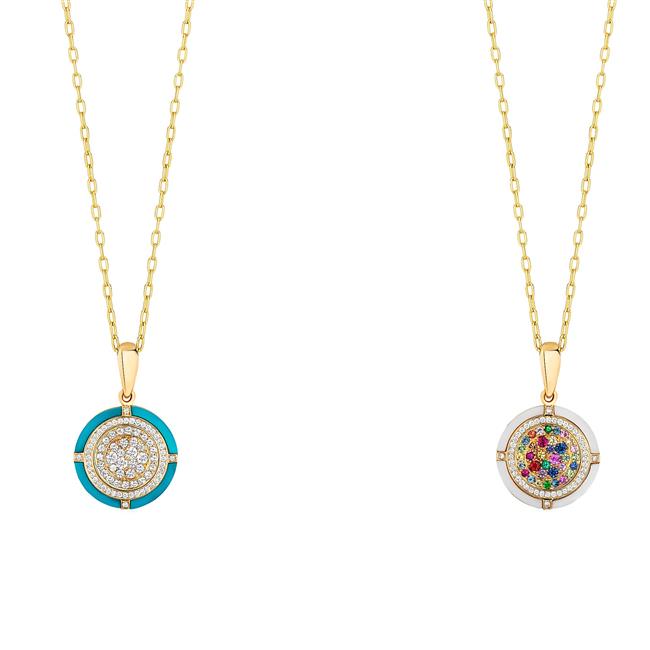 Goshwara Melange 18k Yellow Gold Multi Stone and Diamond Necklace