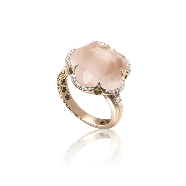 Pasquale Bruni Flower Bon Ton 18k Rose Gold Rose Quartz Goddess Ring 
