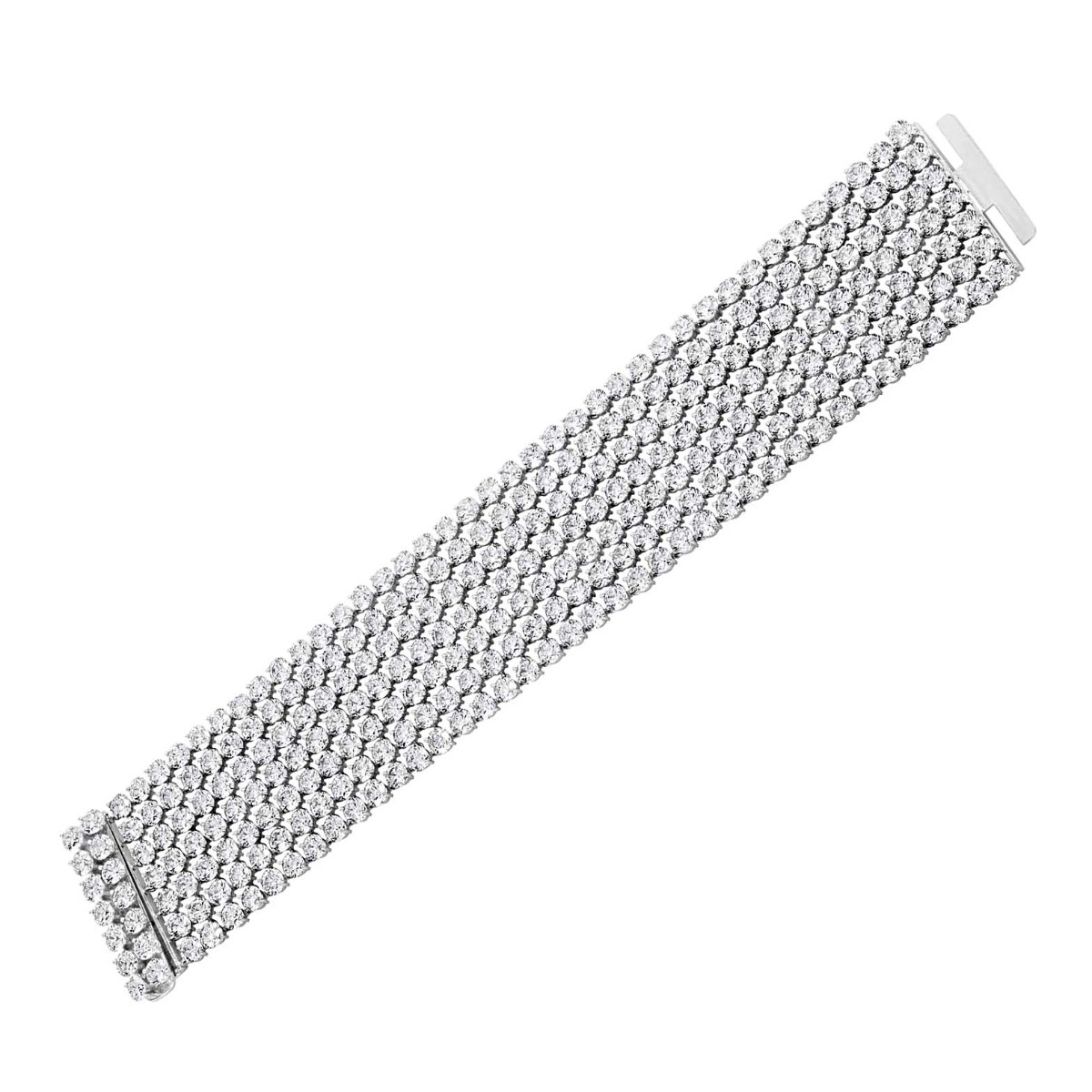 London Collection White Gold 7 Row Diamond Flex Bracelet